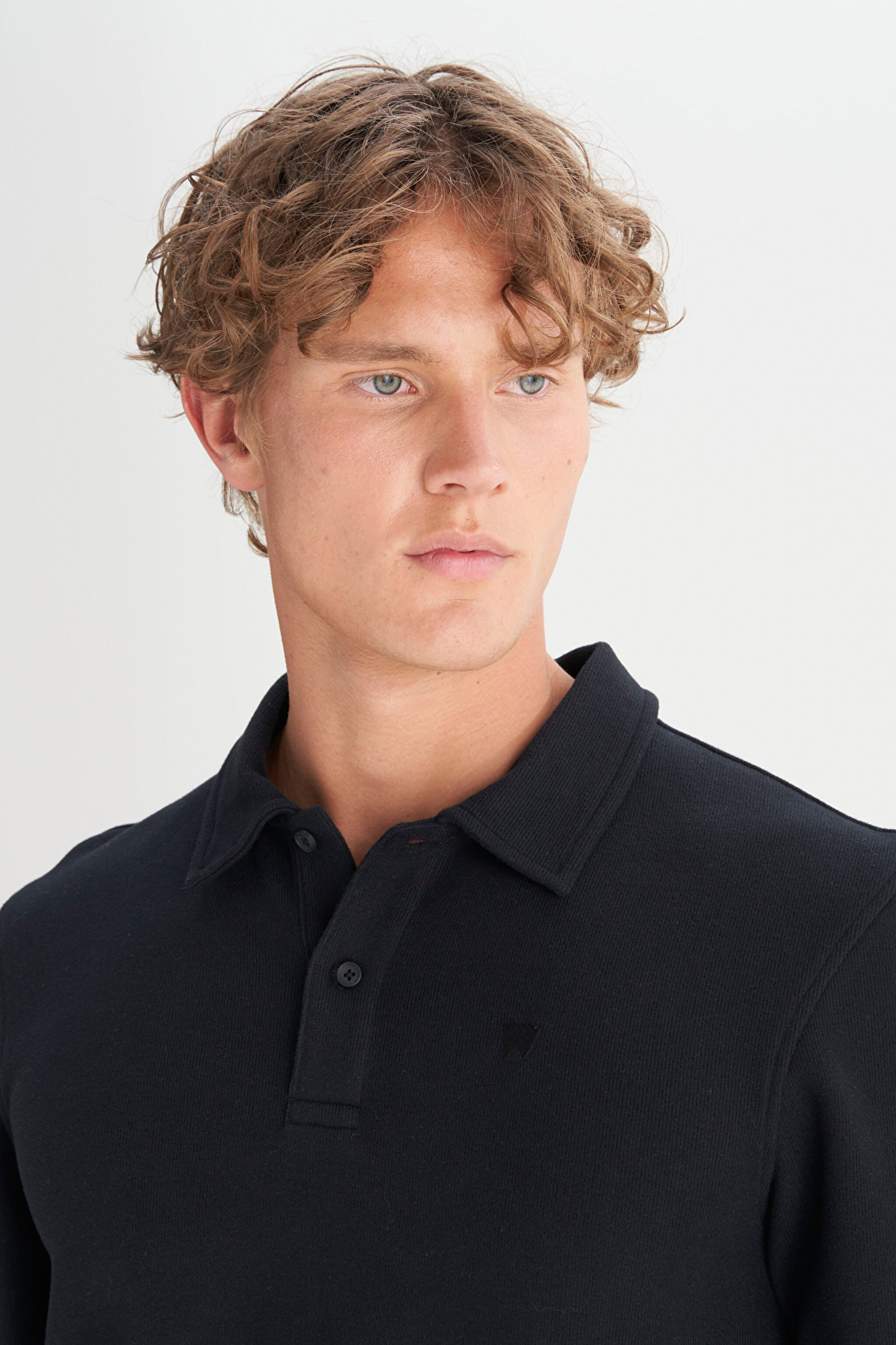 Pamuklu Regular Fit Normal Kesim Polo Yaka Tişört - Black-W2520381001 (görsel 4)