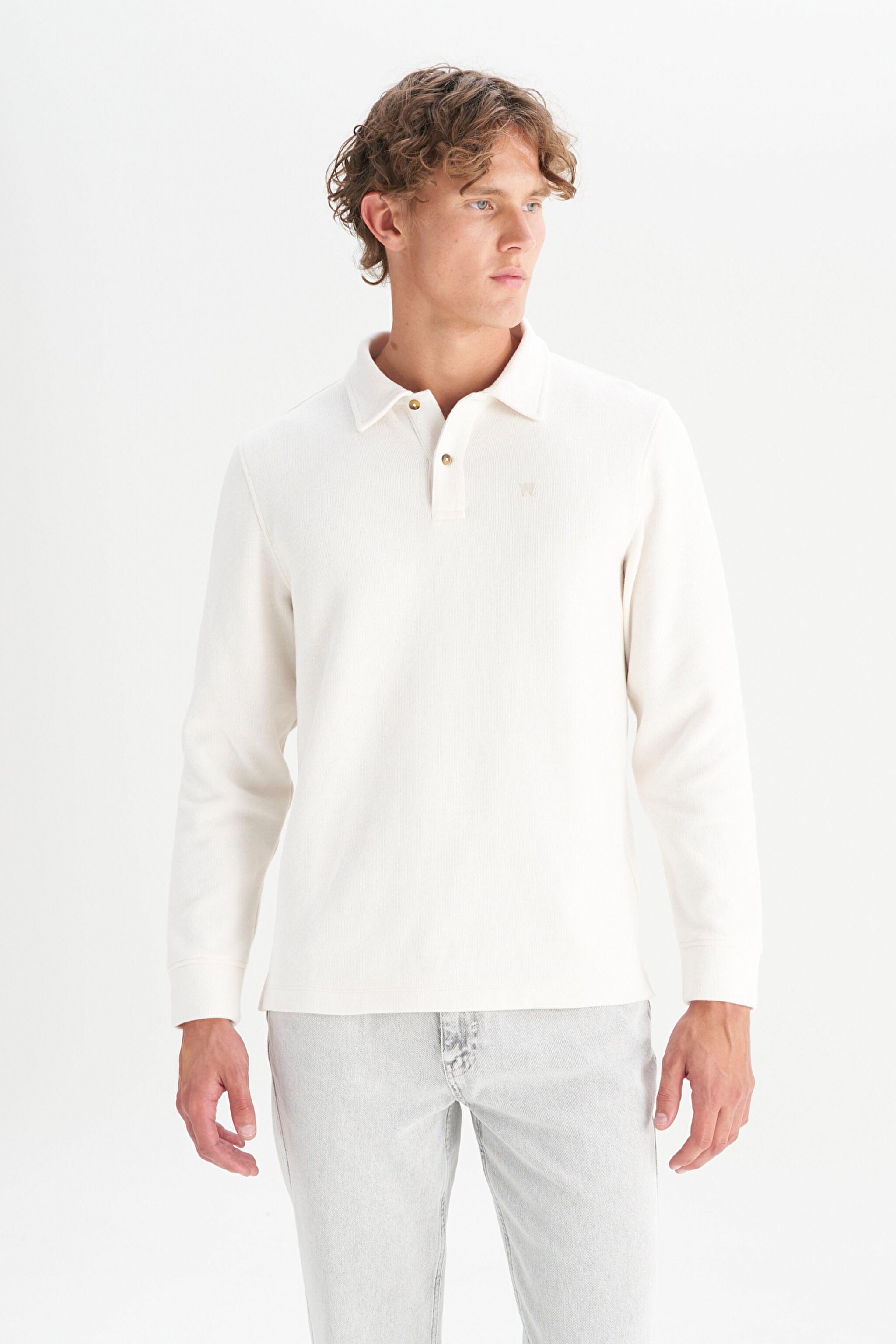 Pamuklu Regular Fit Rahat Kesim Polo Yaka Tişört - Ecru-W2520381104 (görsel 3)