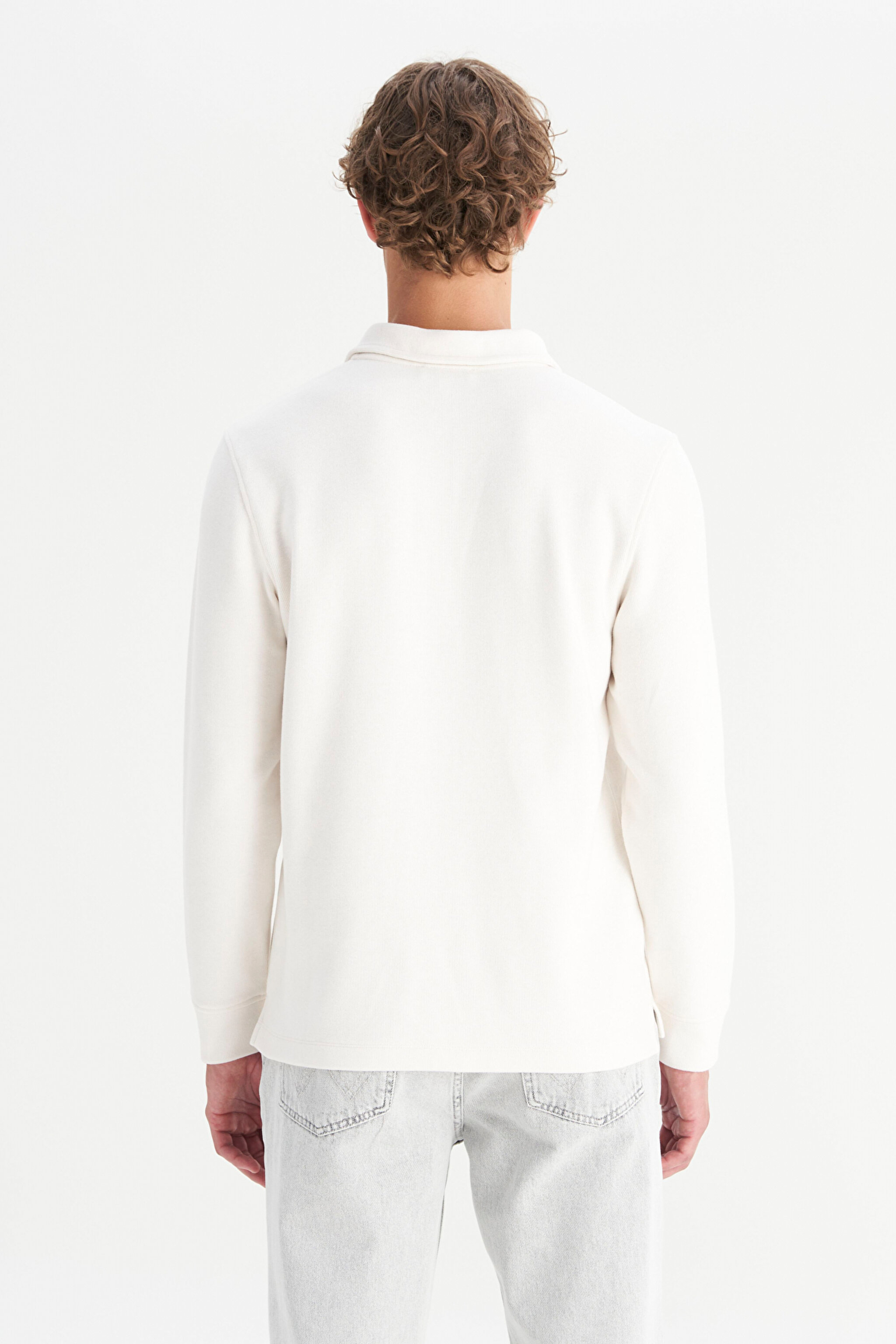 Pamuklu Regular Fit Rahat Kesim Polo Yaka Tişört - Ecru-W2520381104 (görsel 5)