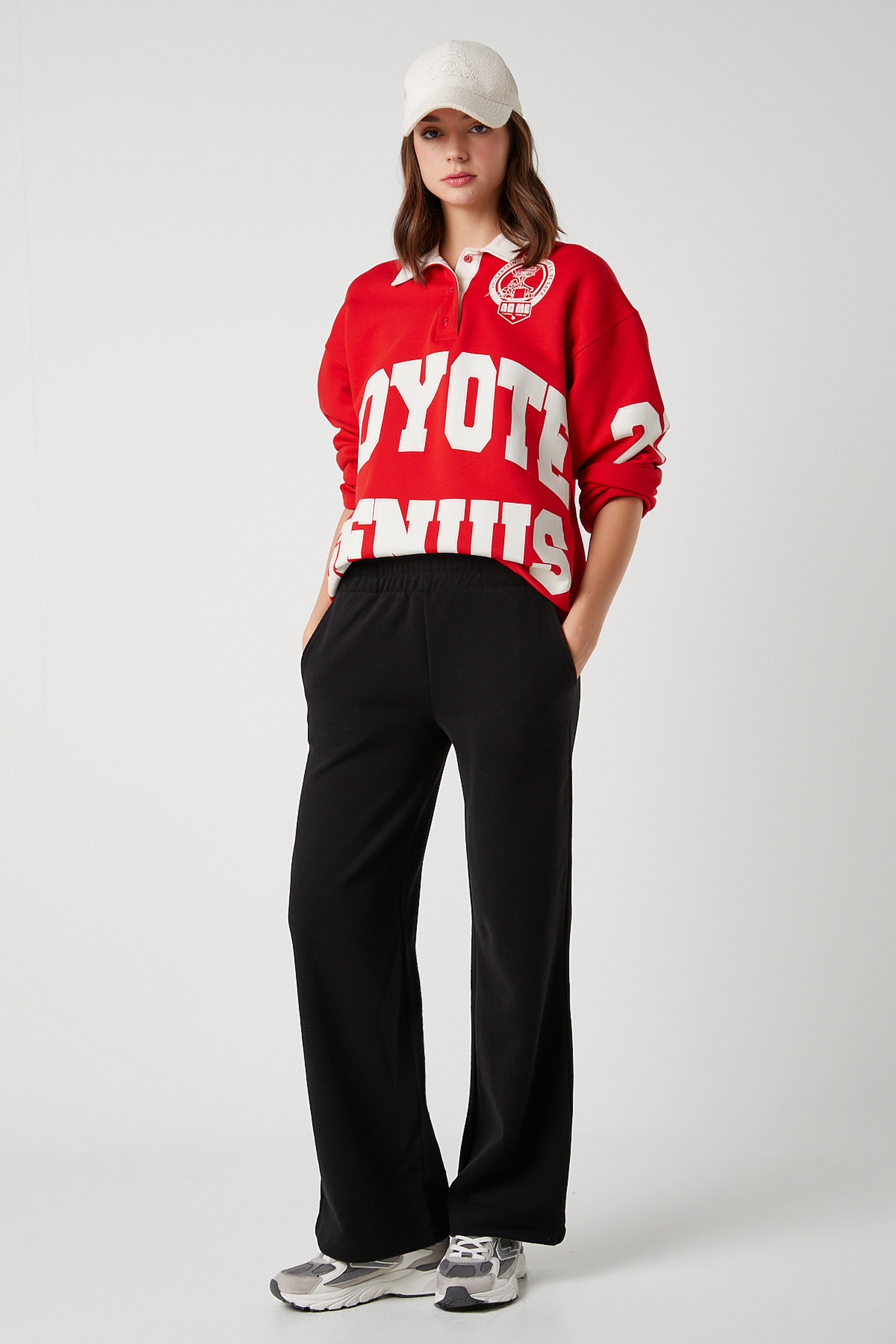 Straight Fit Düz Kesim Normal Bel Siyah Sweatpant Eşofman Altı - Black-W2520384001