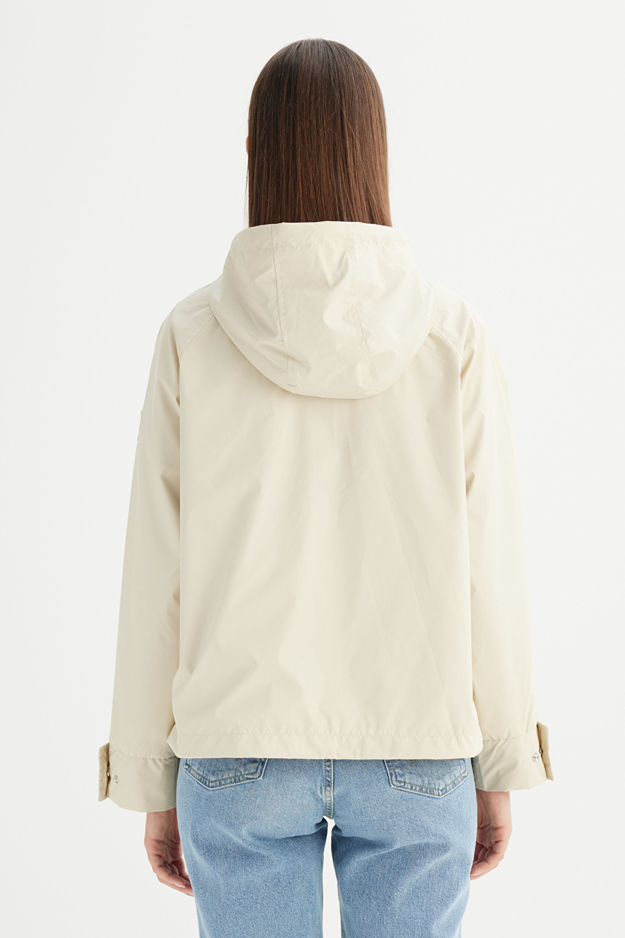 Regular Fit Normal Kesim Kapüşonlu Cepli Puffer Mont - Beige-W2520405614 (görsel 5)