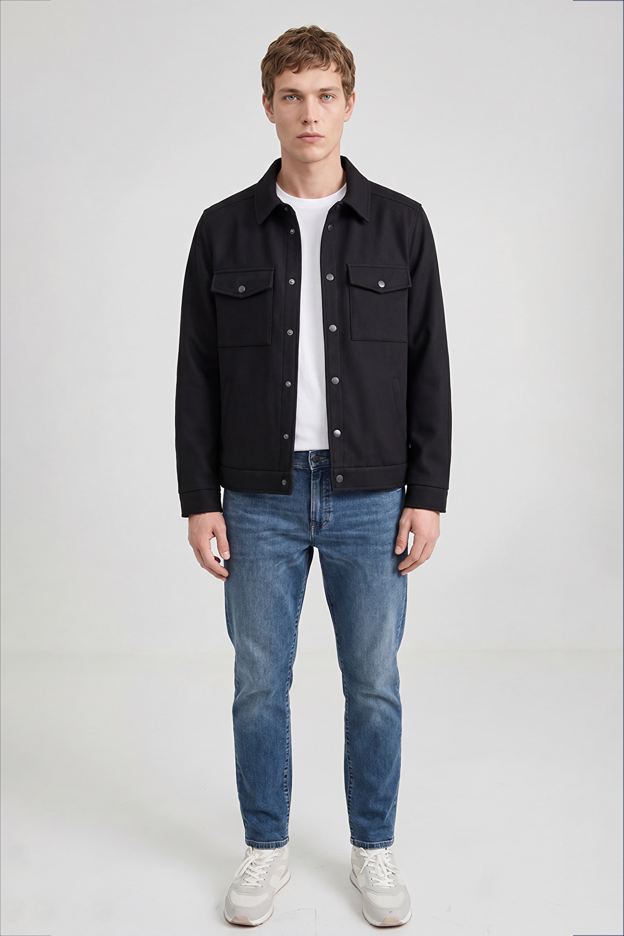 Regular Fit Normal Kesim Gömlek Yaka Cepli Mevsimlik Mont - Black-W2520495001 (görsel 2)