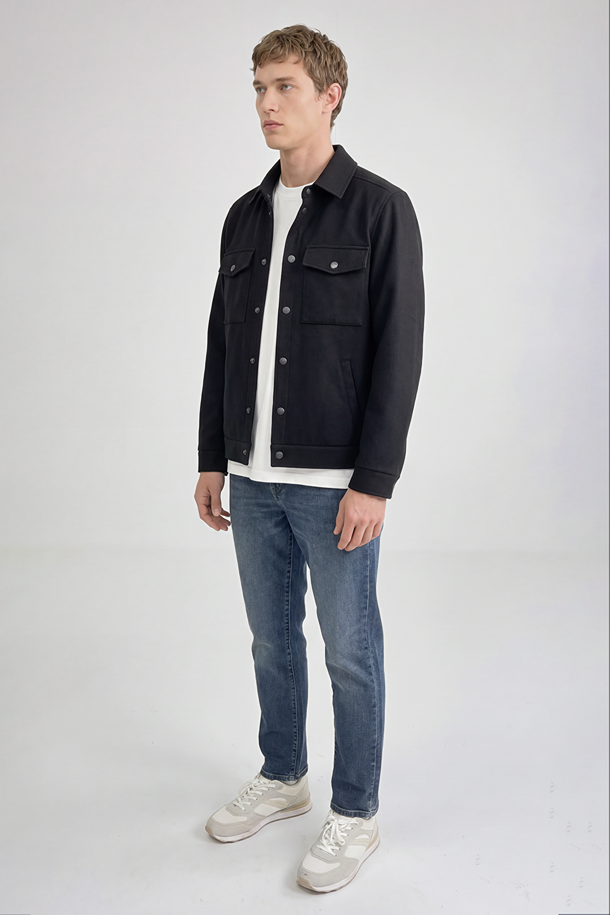 Regular Fit Normal Kesim Gömlek Yaka Cepli Mevsimlik Mont - Black-W2520495001 (görsel 4)