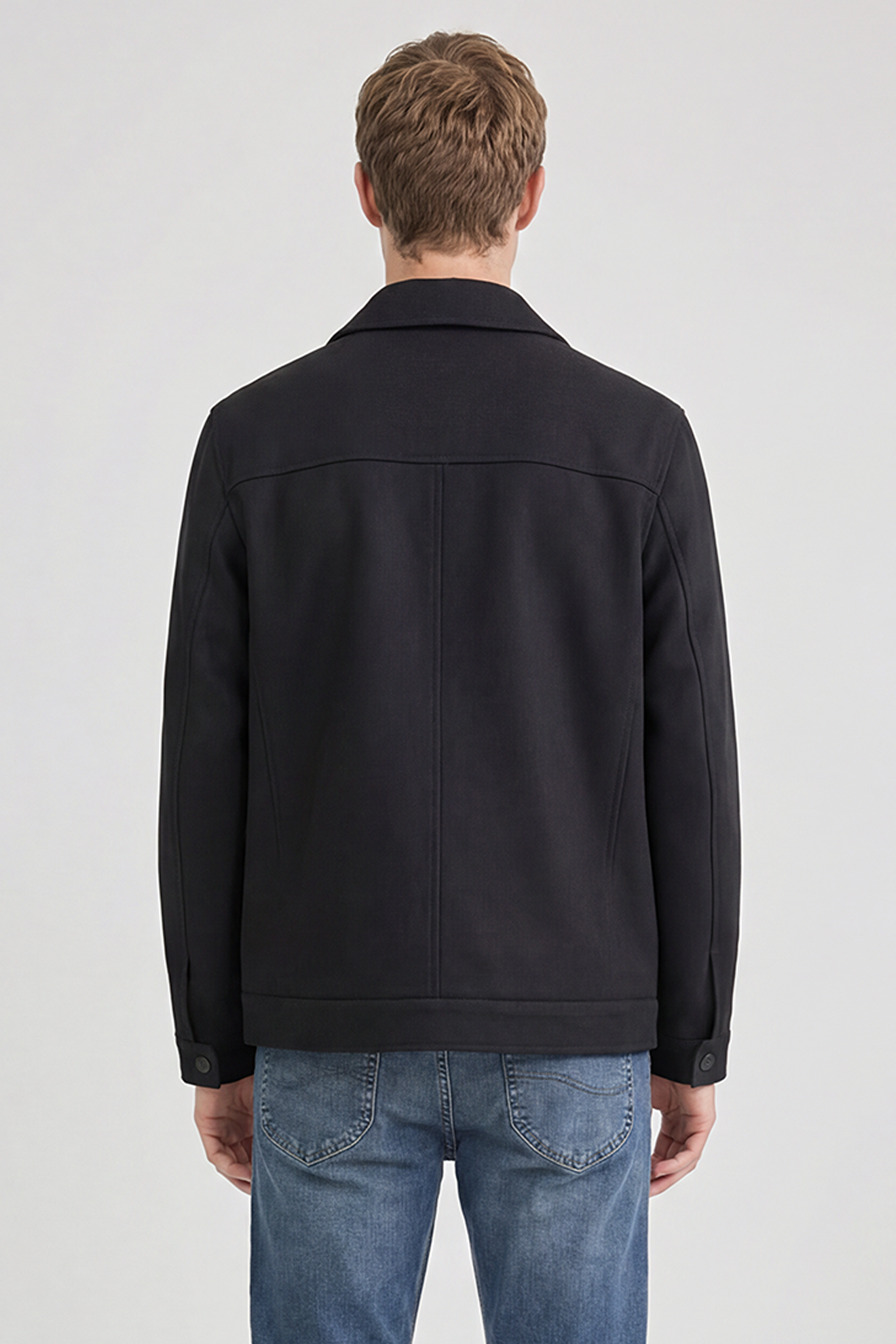 Regular Fit Normal Kesim Gömlek Yaka Cepli Mevsimlik Mont - Black-W2520495001 (görsel 5)