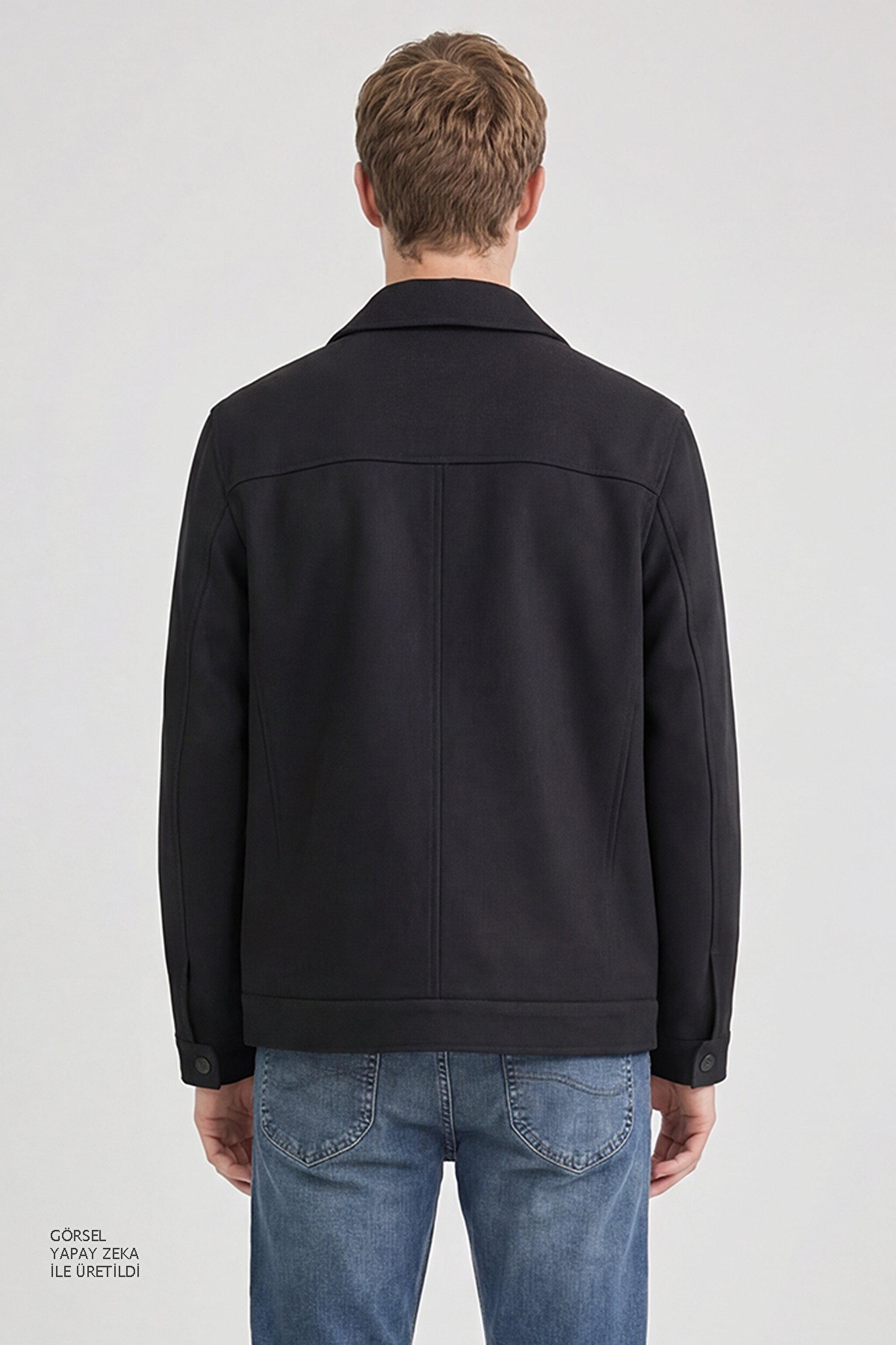 Regular Fit Normal Kesim Gömlek Yaka Cepli Mevsimlik Mont - Black-W2520495001 (görsel 5)
