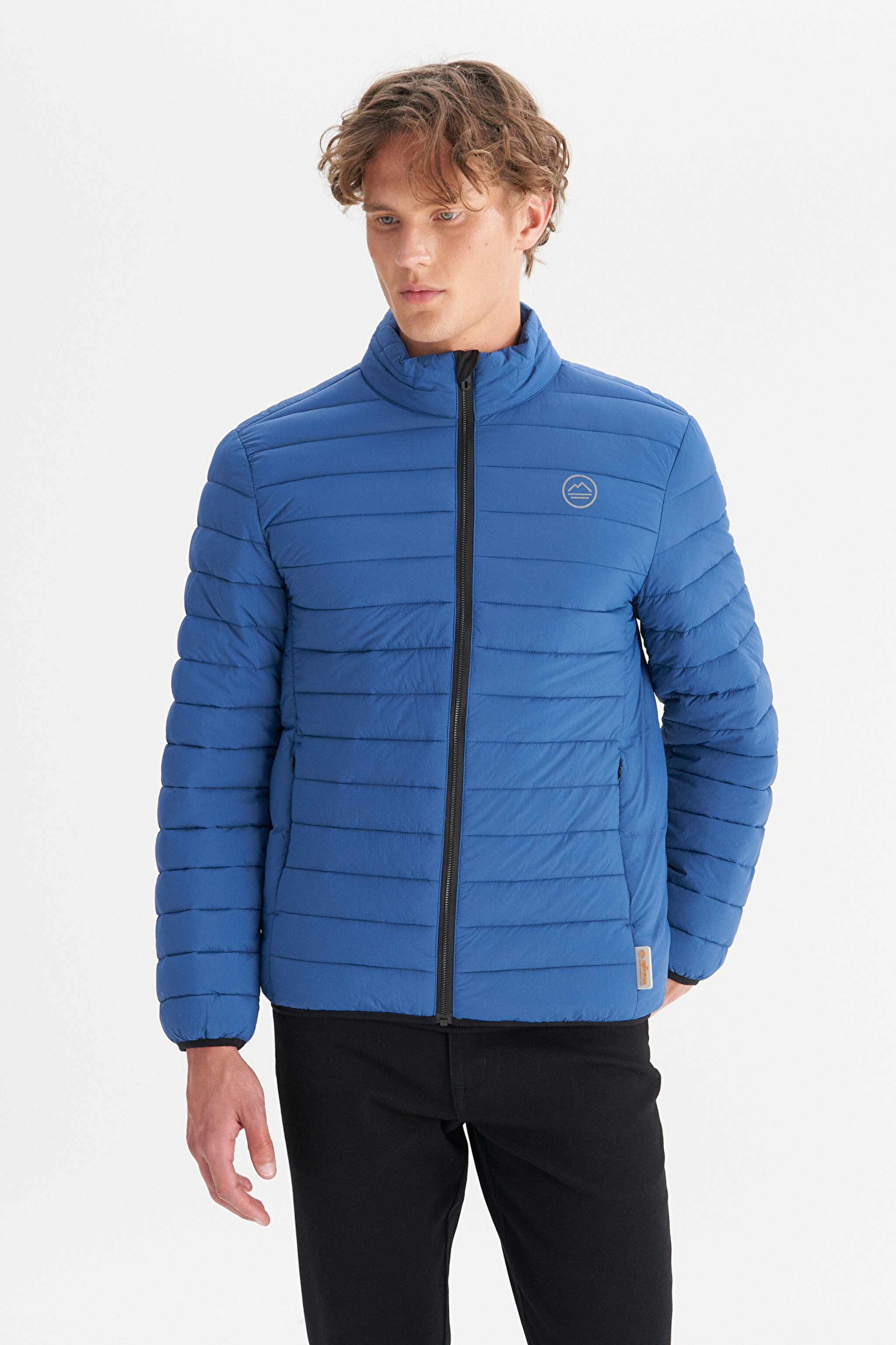 Regular Fit Normal Kesim Dik Yaka Cepli Şişme Mont - Navy-W2520510410 (görsel 3)