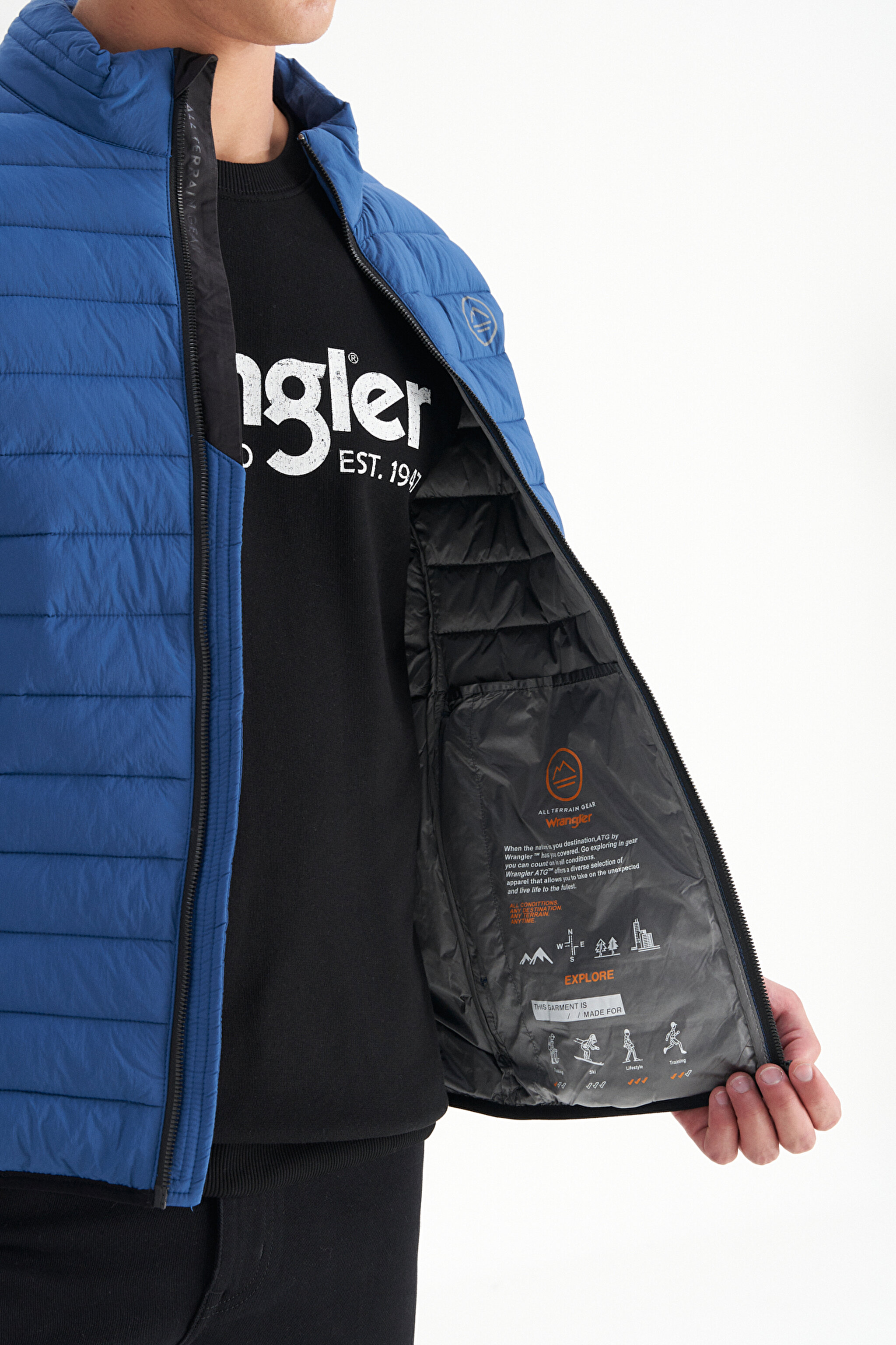 Regular Fit Normal Kesim Dik Yaka Cepli Şişme Mont - Navy-W2520510410 (görsel 4)