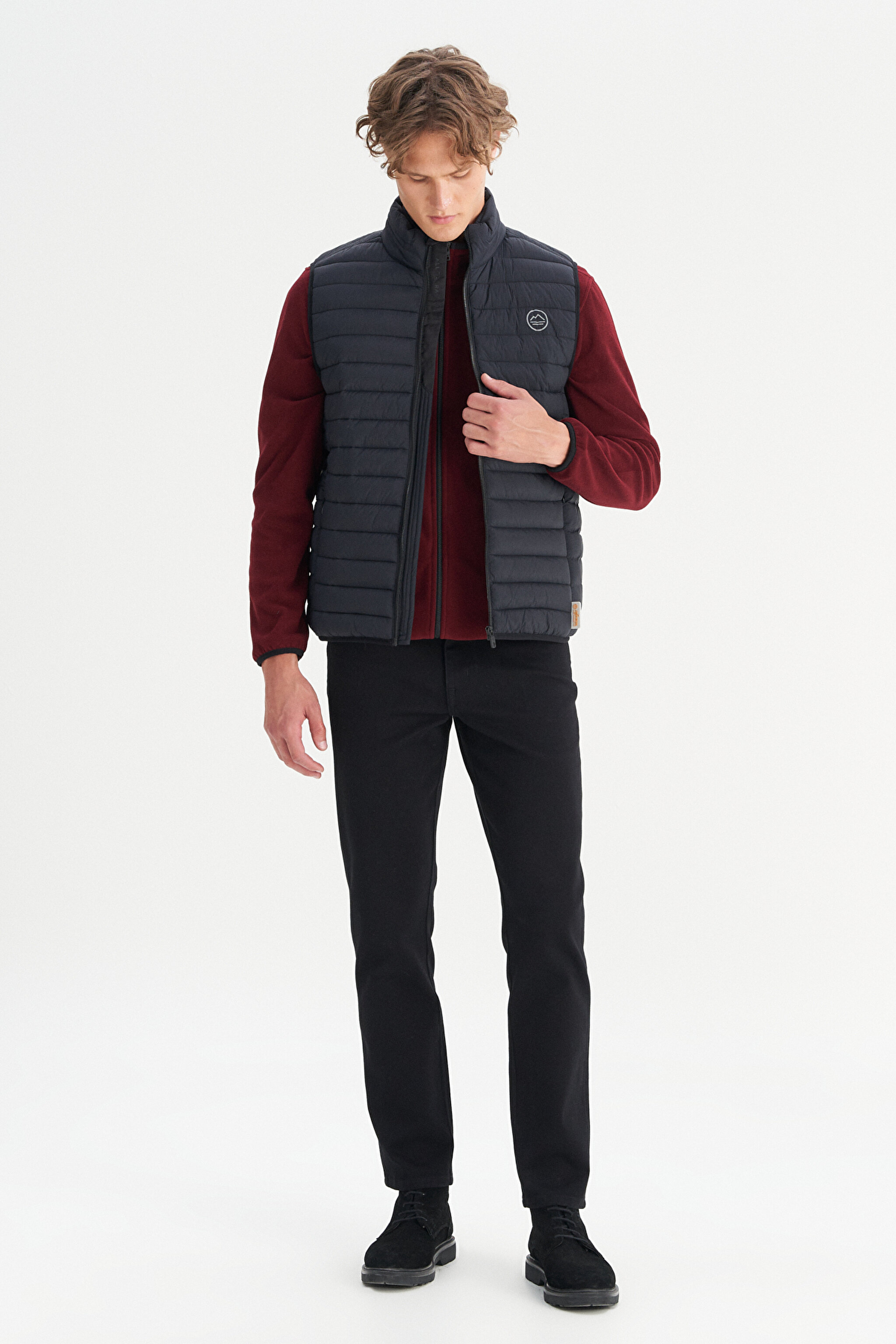 Regular Fit Normal Kesim Dik Yaka Cepli Şişme Yelek - Black-W2520511001 (görsel 2)