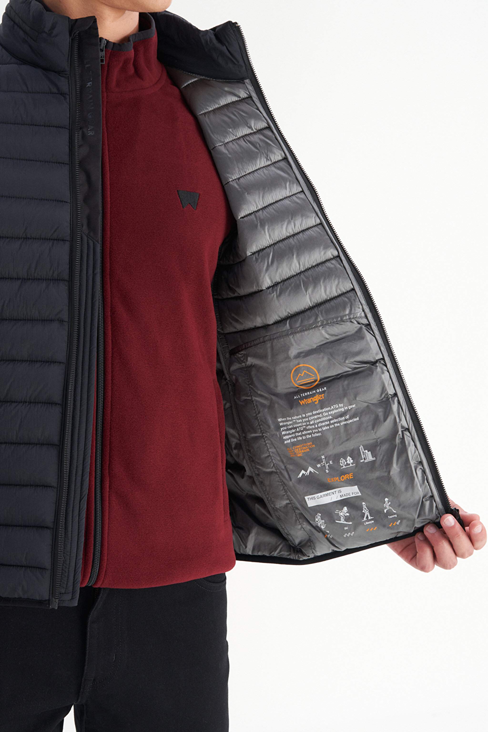 Regular Fit Normal Kesim Dik Yaka Cepli Şişme Yelek - Black-W2520511001 (görsel 4)