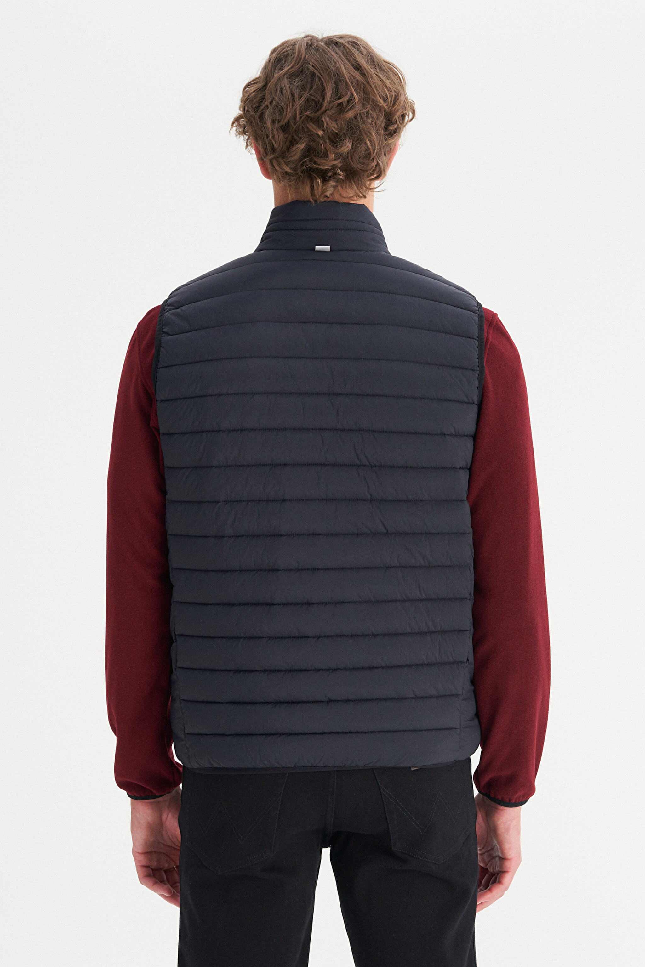 Regular Fit Normal Kesim Dik Yaka Cepli Şişme Yelek - Black-W2520511001 (görsel 6)