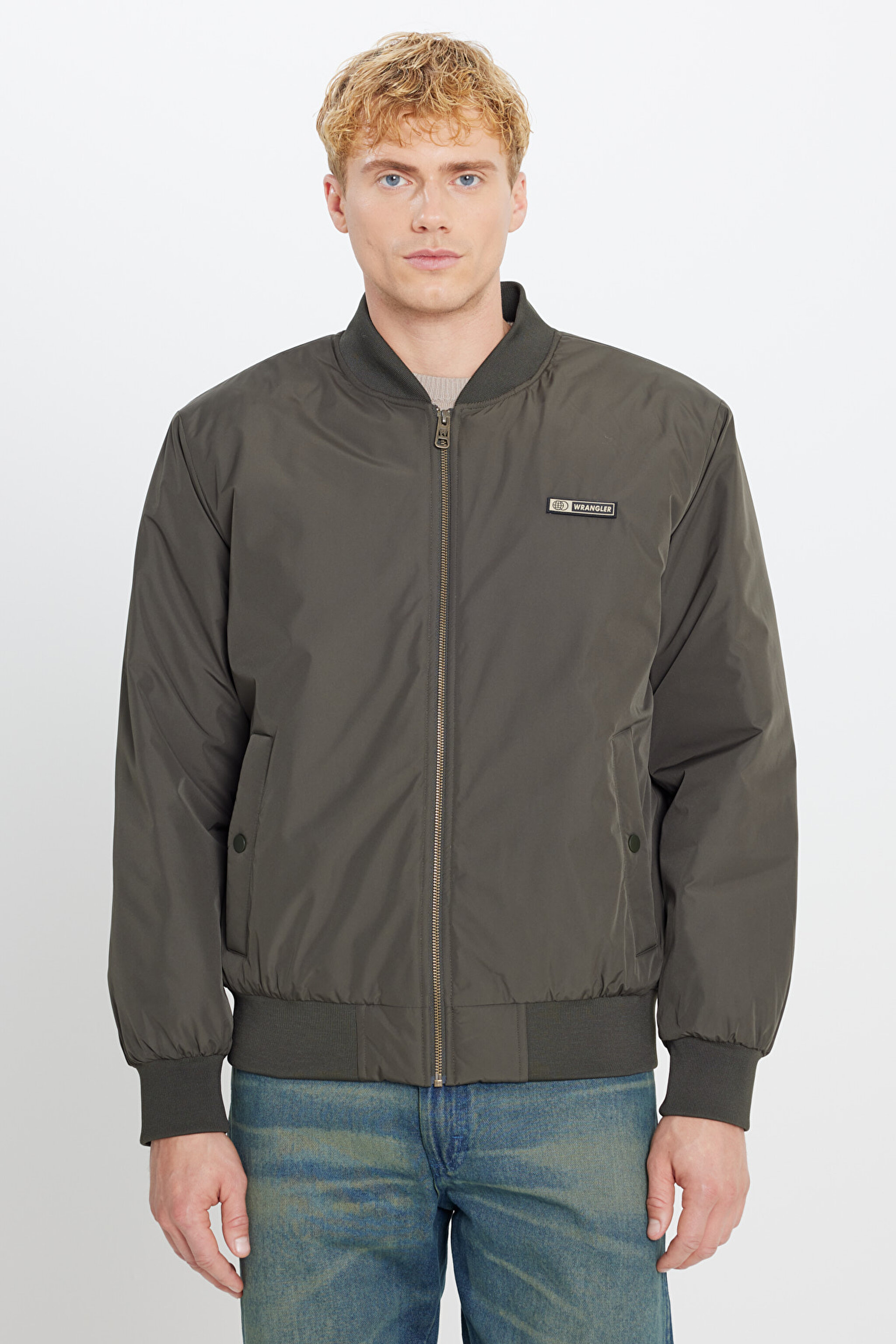 Regular Fit Normal Kesim Gömlek Yaka Cepli Bomber Ceket - OliveNight-W2520524192 (görsel 2)