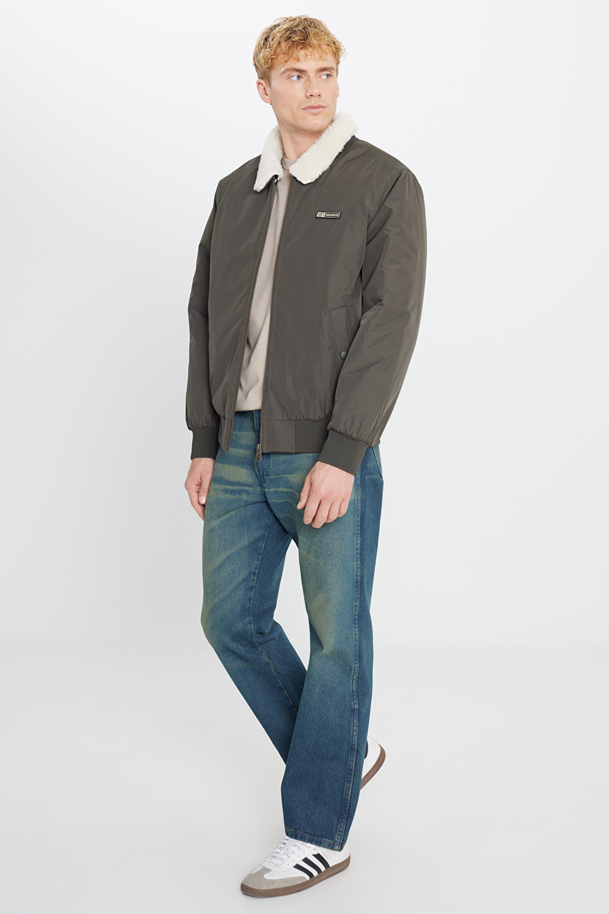Regular Fit Normal Kesim Gömlek Yaka Cepli Bomber Ceket - OliveNight-W2520524192 (görsel 3)