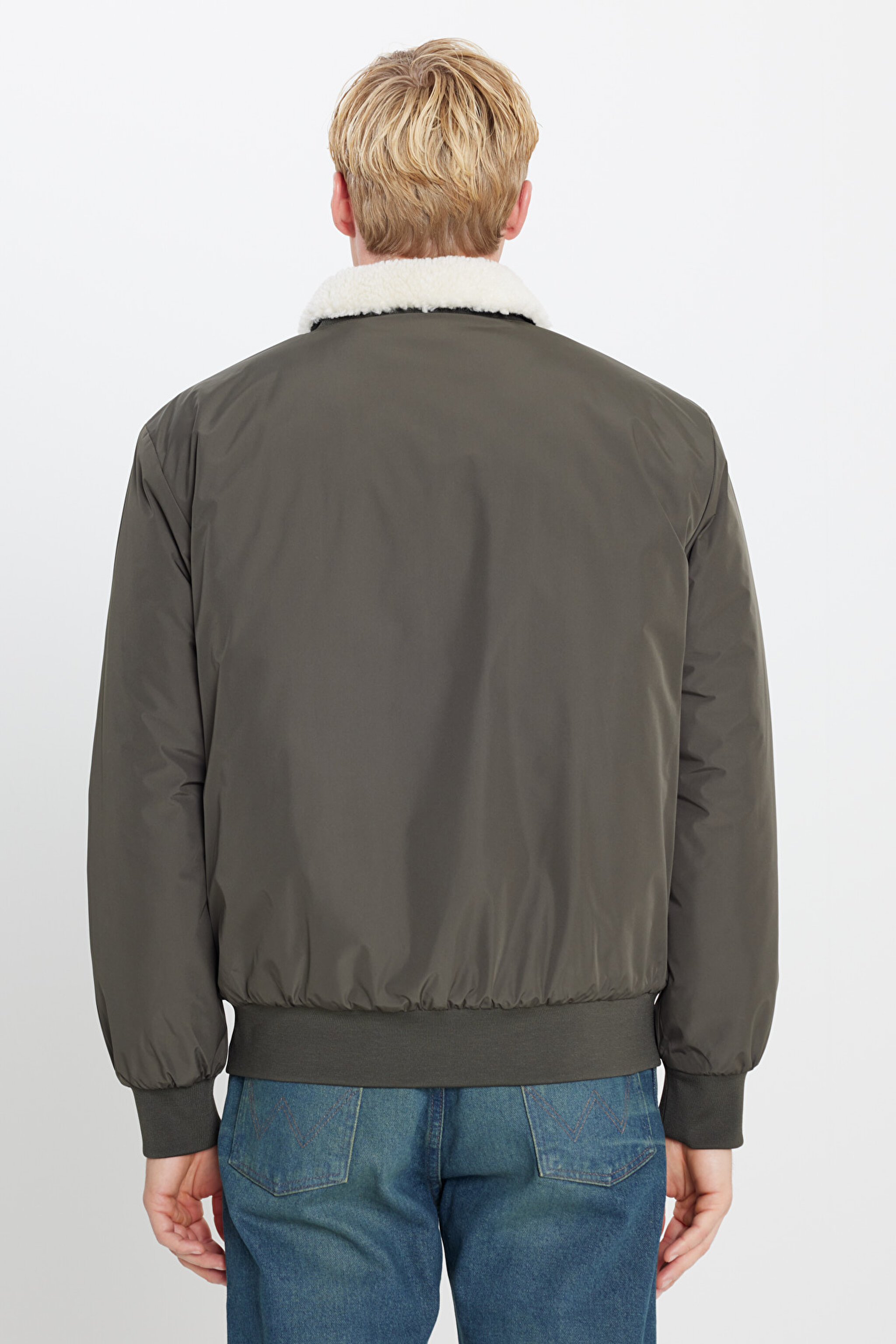 Regular Fit Normal Kesim Gömlek Yaka Cepli Bomber Ceket - OliveNight-W2520524192 (görsel 5)
