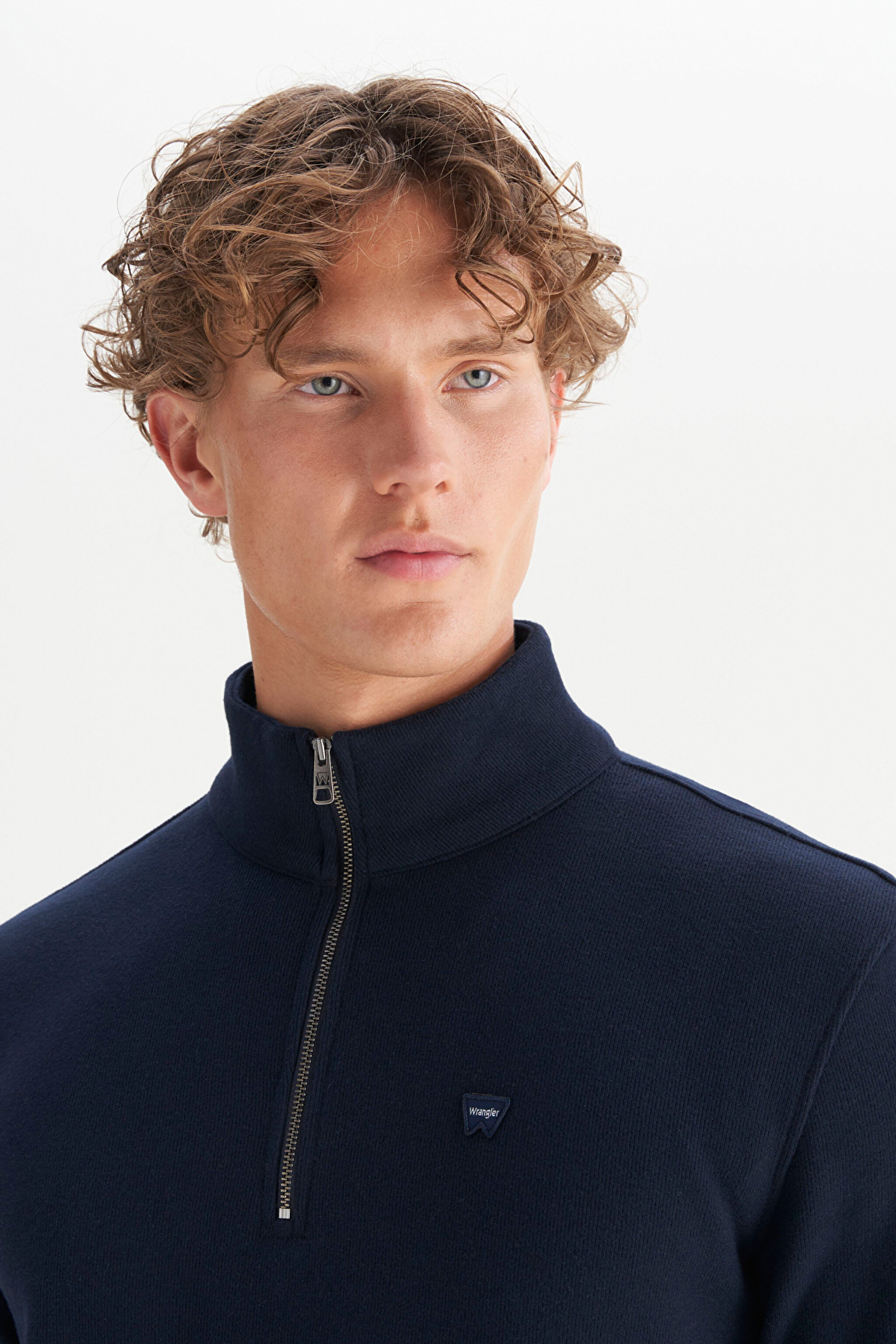 Pamuklu Regular Fit Dik Yaka Fermuarlı Selanik Örgü Sweatshirt - Navy-W2520532410 (görsel 4)