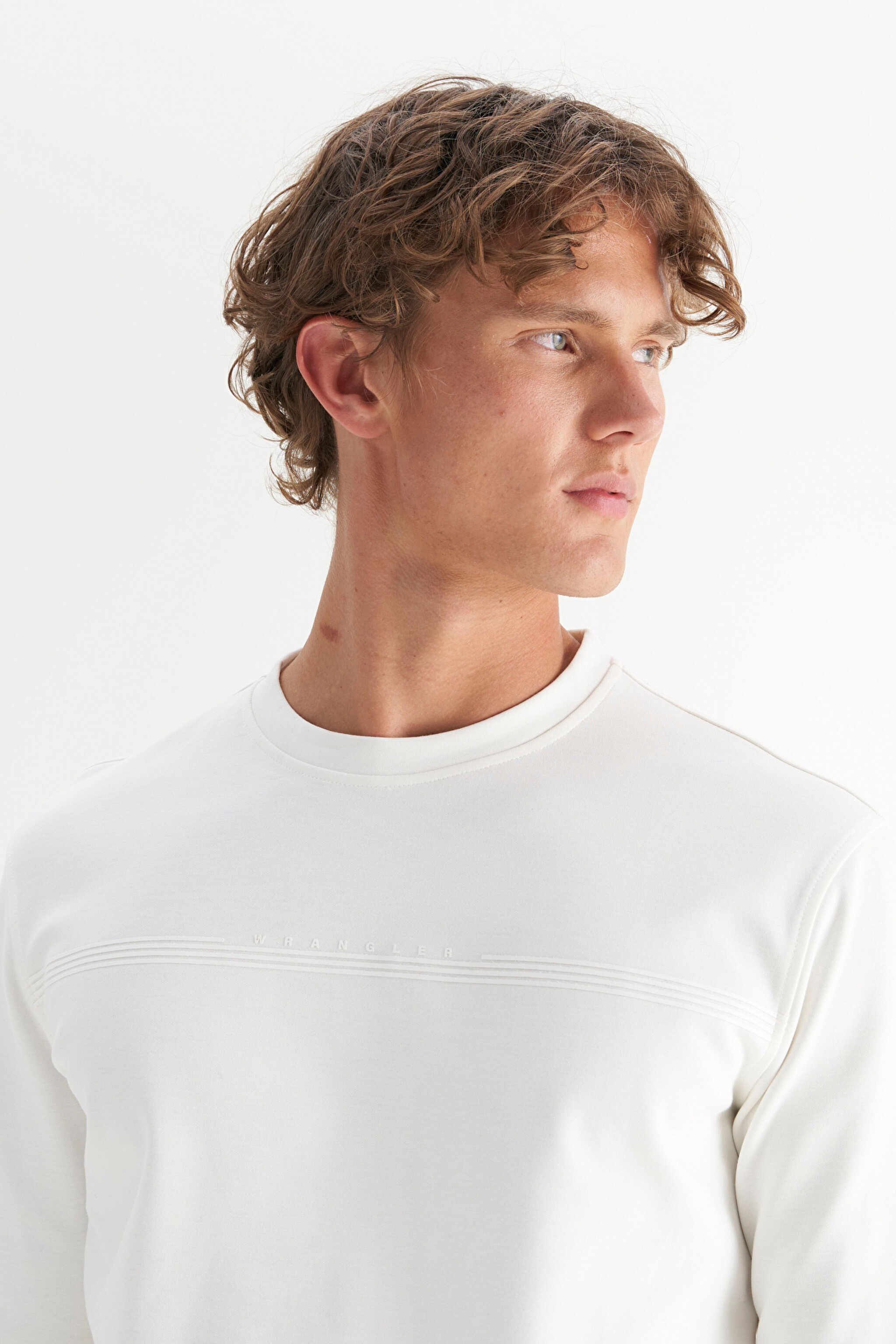Pamuklu Regular Fit Normal Kesim Bisiklet Yaka Sweatshirt - White-W2520534100 (görsel 4)