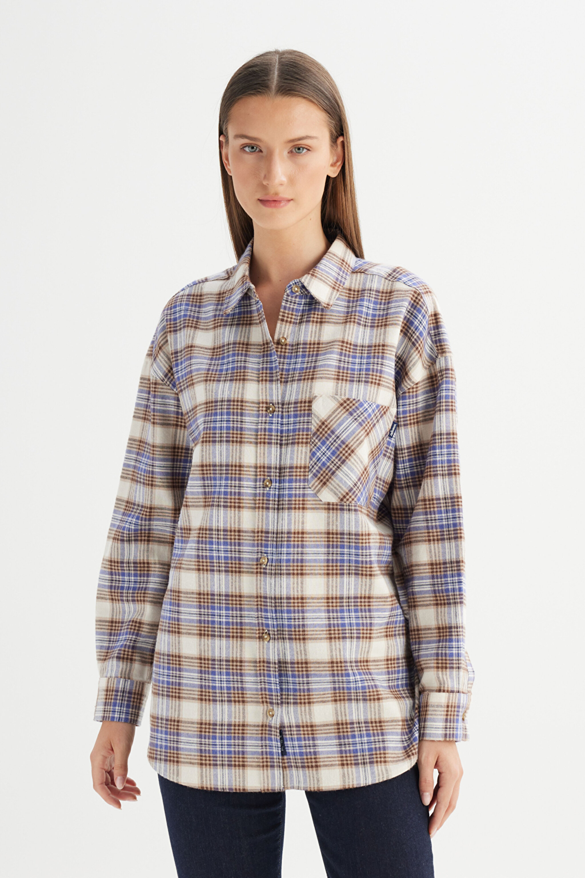 Loose Fit Rahat Kesim Çok Renkli Ekose Gömlek