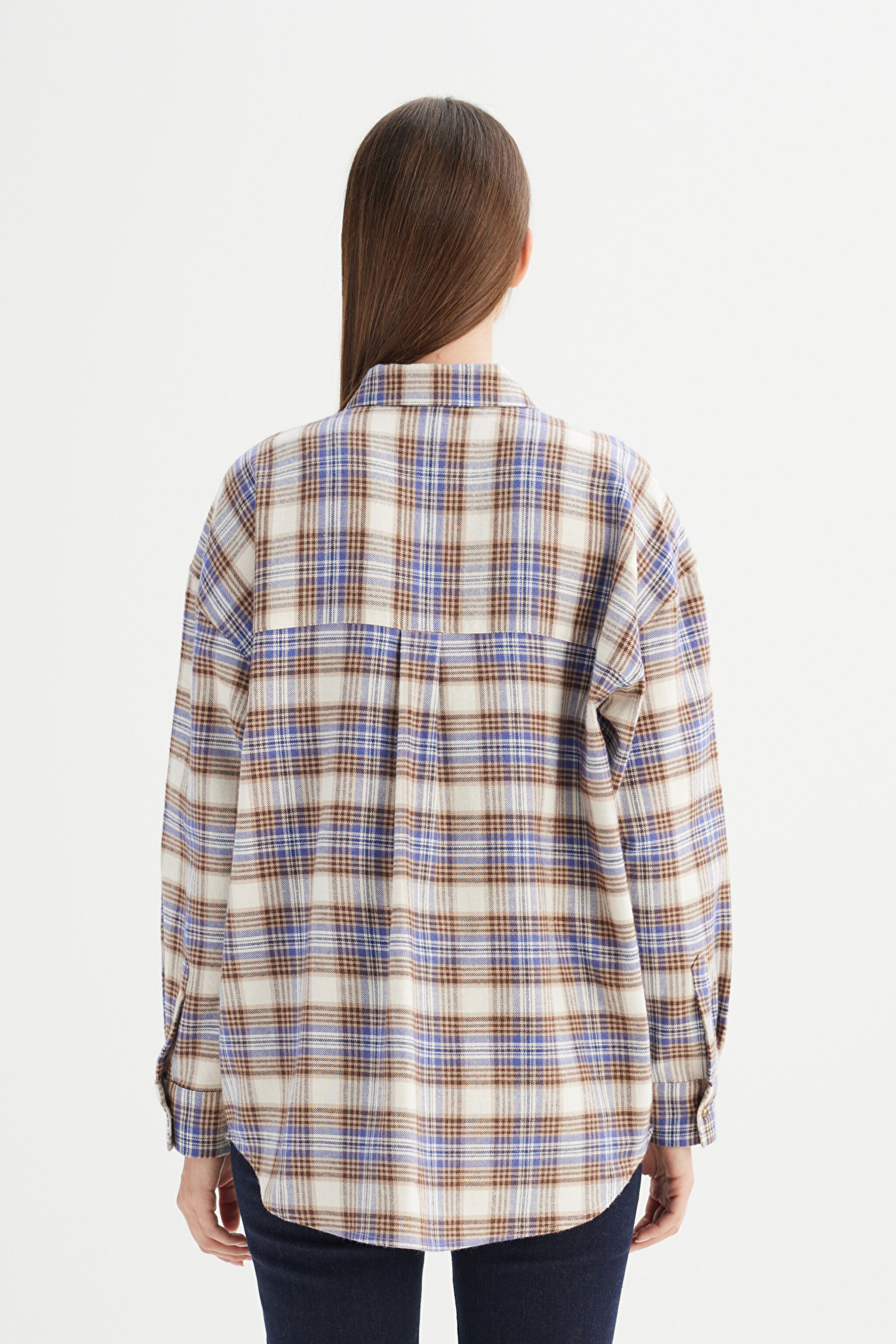 Loose Fit Rahat Kesim Çok Renkli Ekose Gömlek - Multi-W2520569900 (görsel 5)