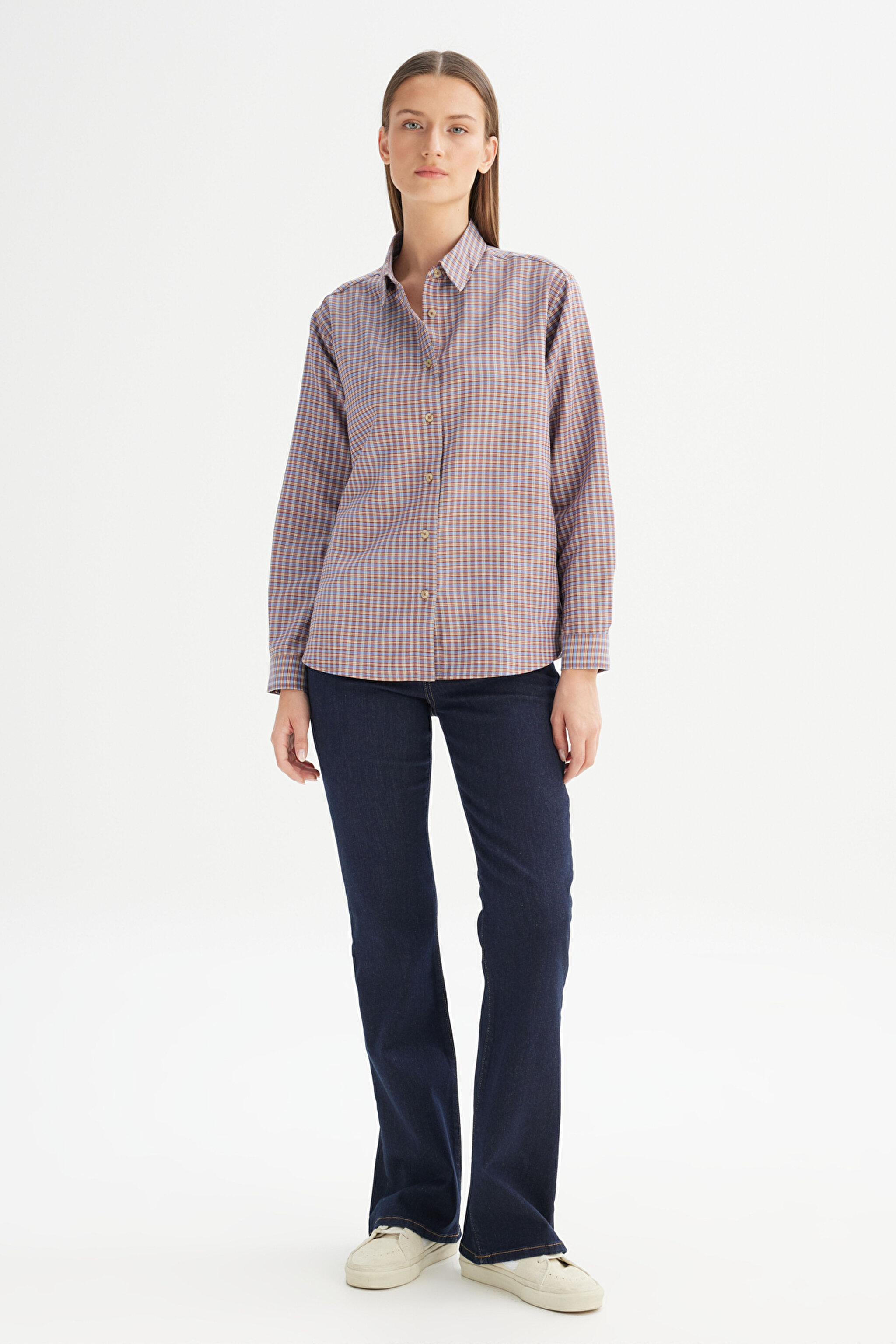 Loose Fit Rahat Kesim Çok Renkli Ekose Gömlek - Multi-W2520570900 (görsel 2)