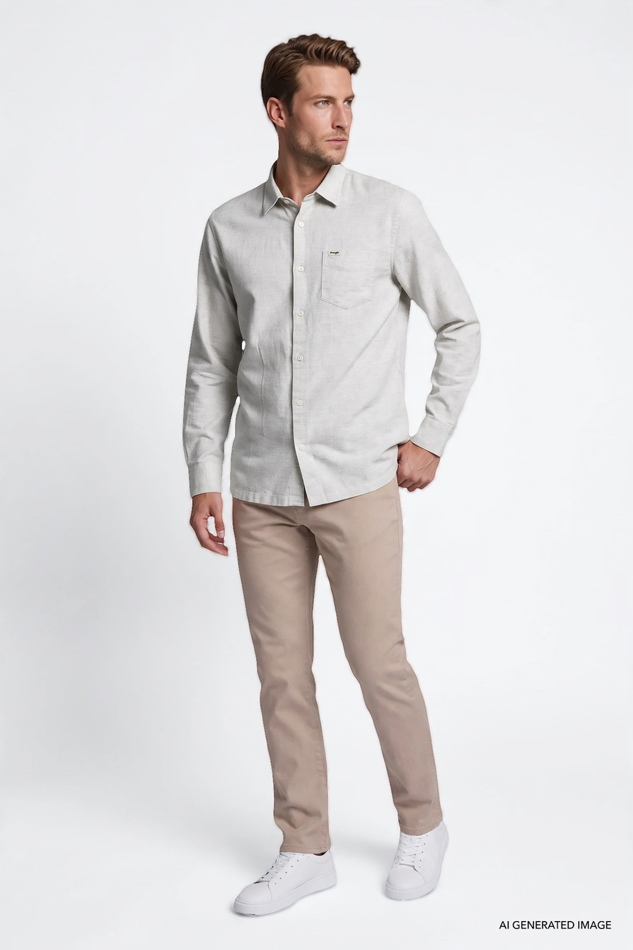 %100 Pamuk Regular Fit Normal Kesim Gri Gömlek - Gray-W2520584035 (görsel 2)