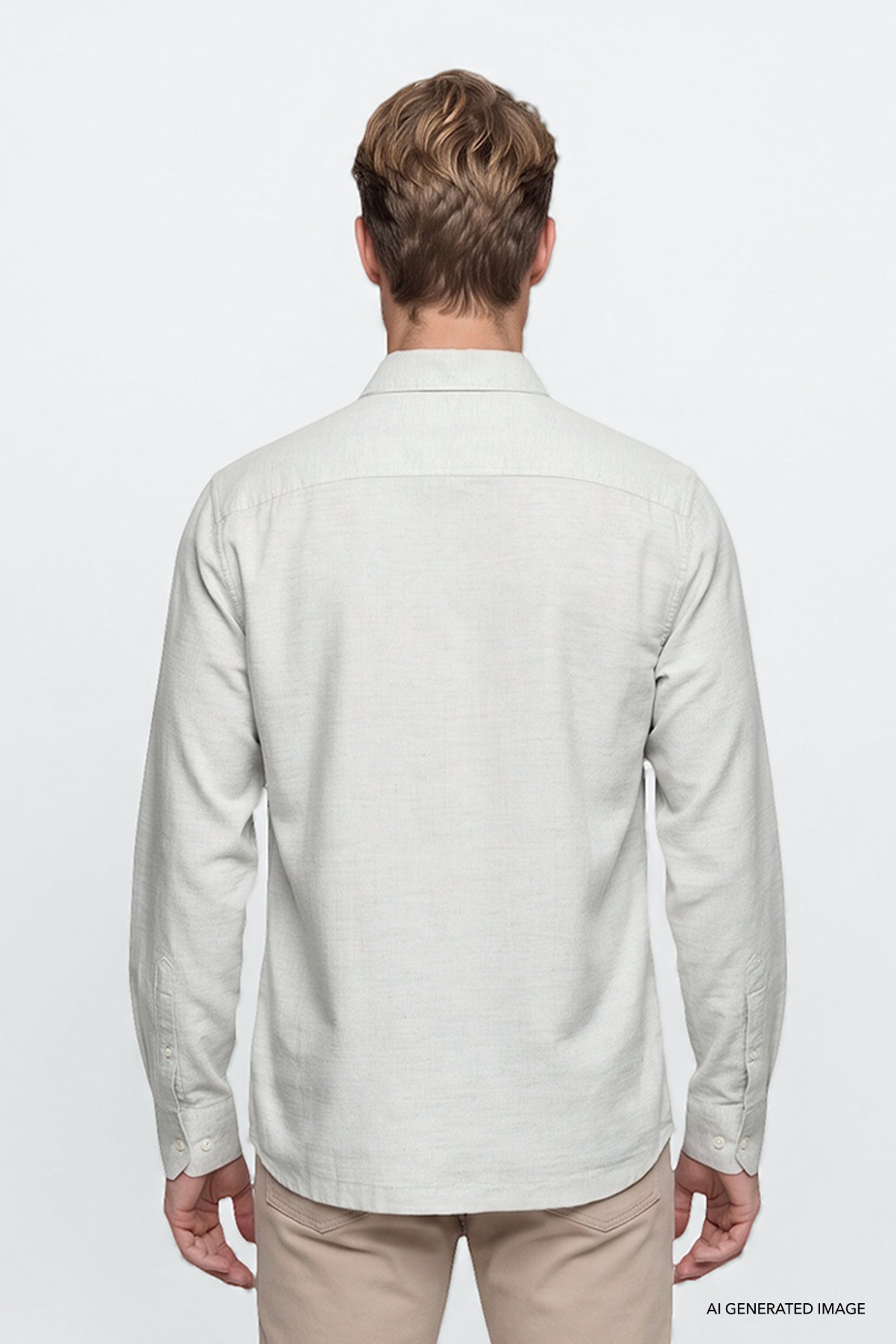 %100 Pamuk Regular Fit Normal Kesim Gri Gömlek - Gray-W2520584035 (görsel 5)