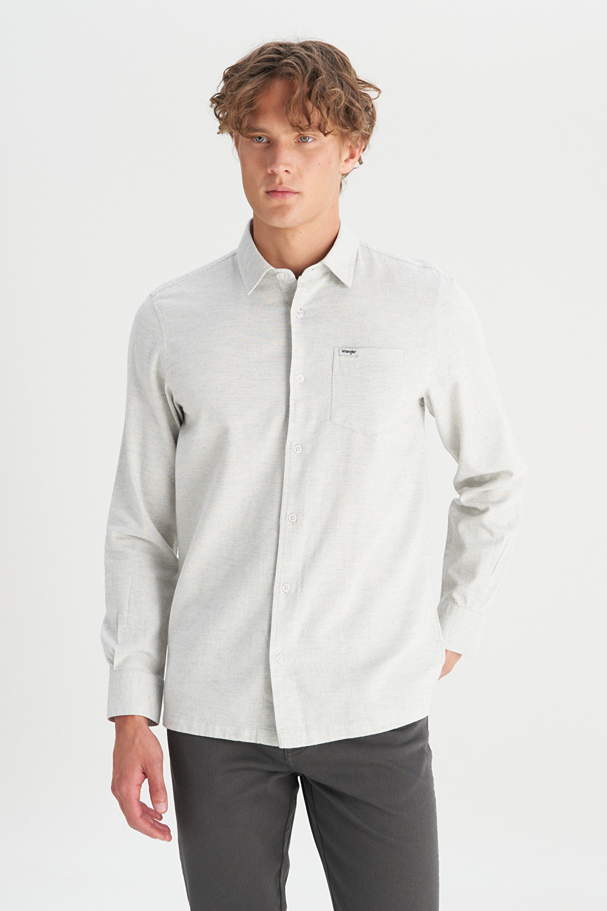 %100 Pamuk Regular Fit Normal Kesim Gri Gömlek - Gray-W2520584035 (görsel 3)
