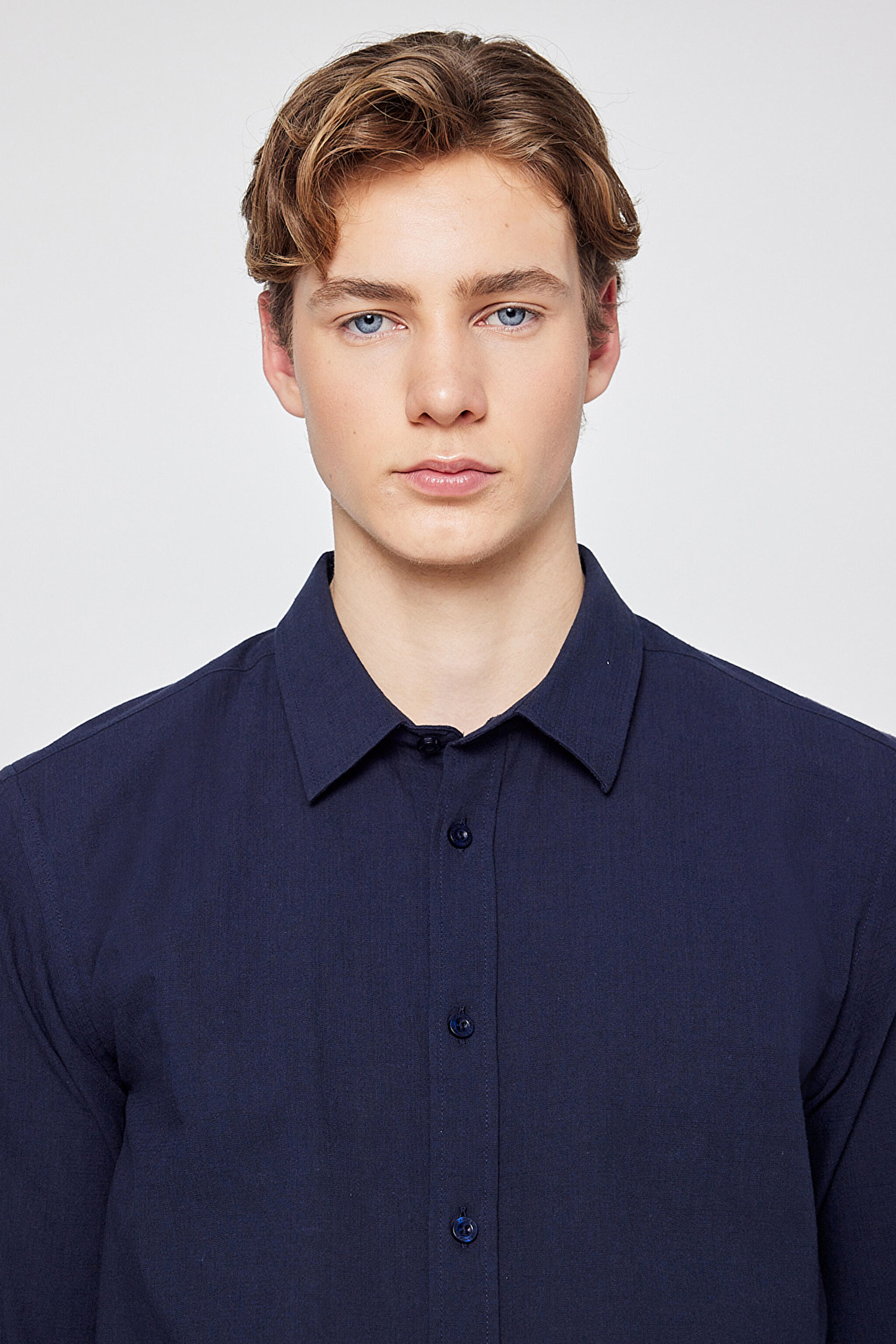 %100 Pamuk Regular Fit Normal Kesim Cepli Gömlek - Navy-W2610001410 (görsel 4)