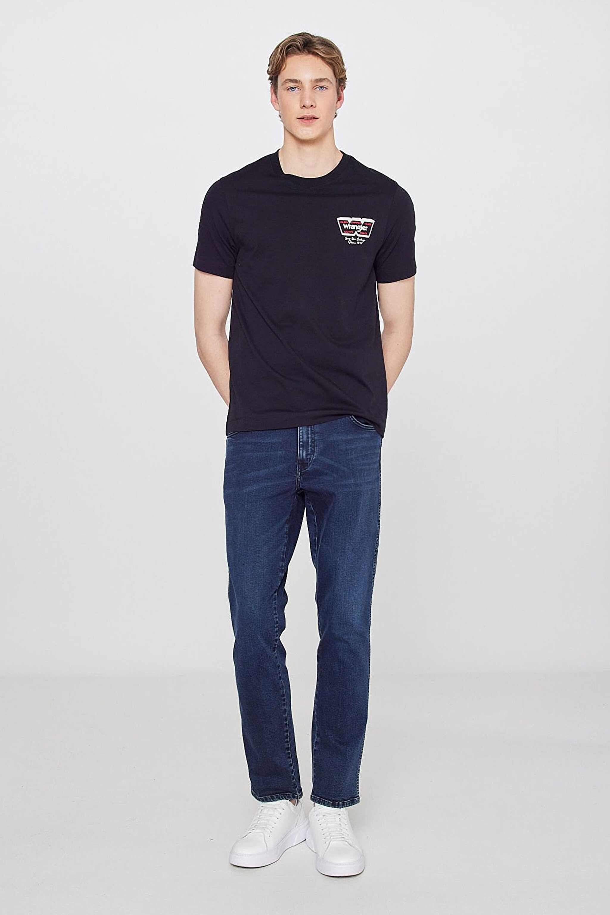 %100 Pamuk Regular Fit Normal Kesim Logo Detaylı Tişört - Black-W2610018001 (görsel 3)