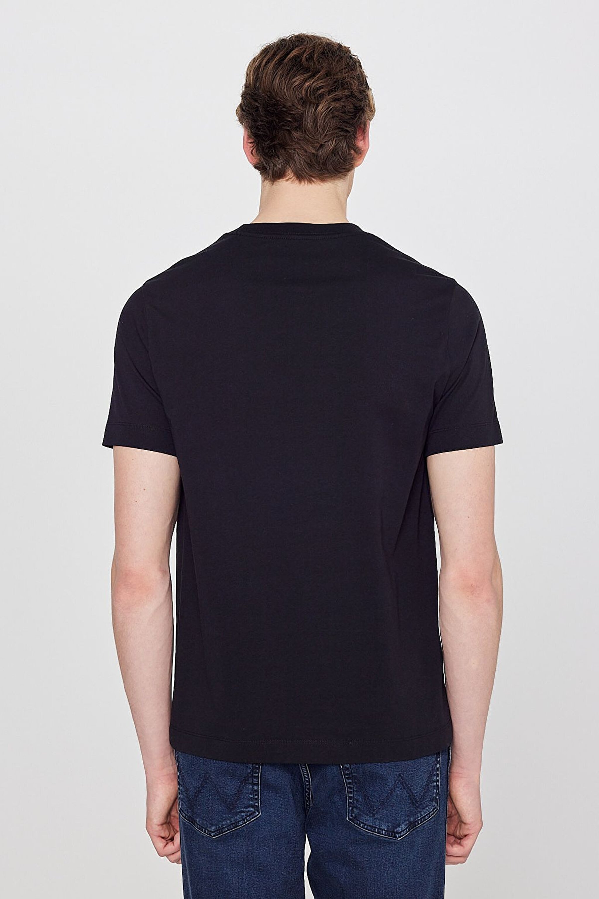 %100 Pamuk Regular Fit Normal Kesim Logo Detaylı Tişört - Black-W2610018001 (görsel 5)