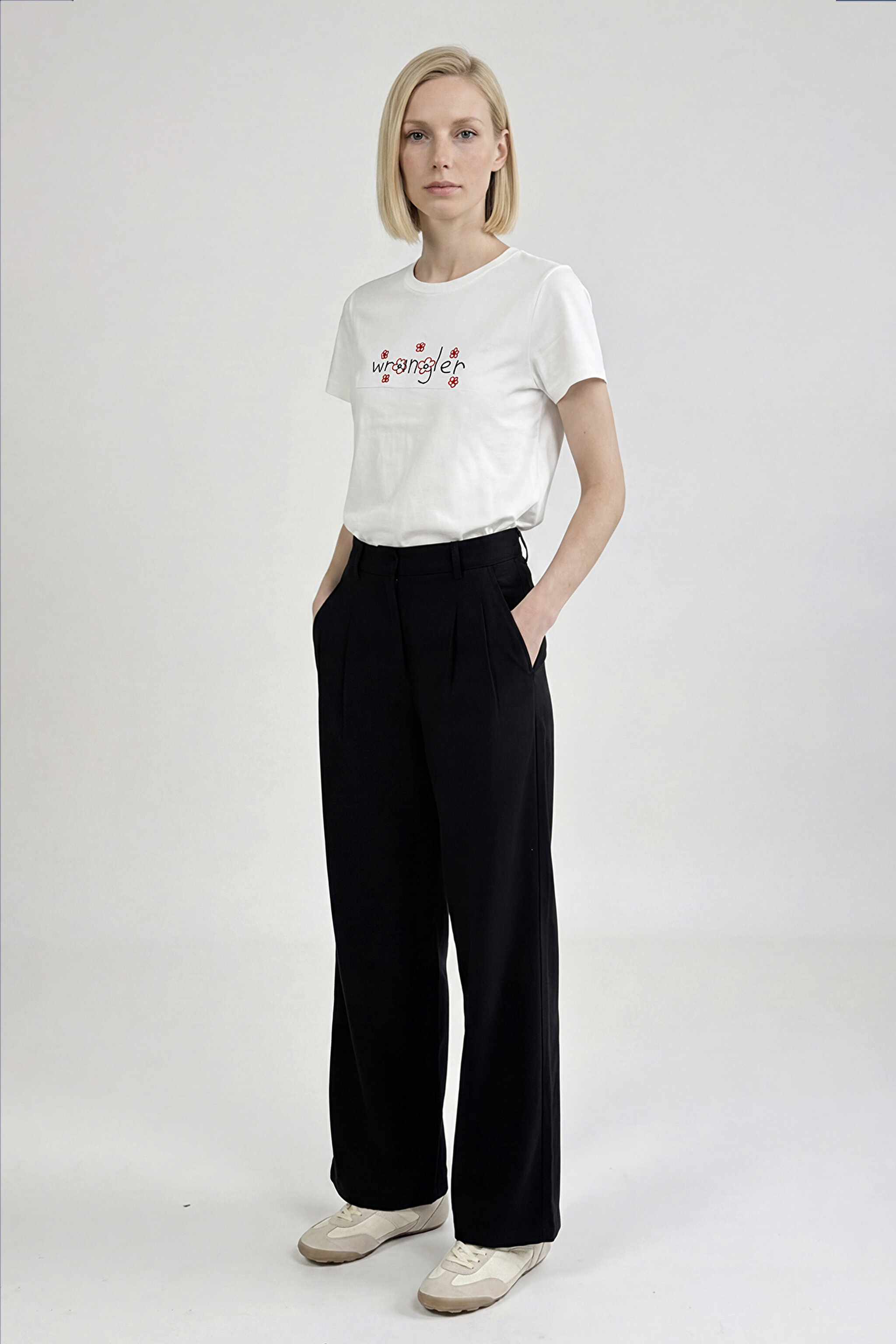 %100 Pamuk Regular Fit Normal Kesim Bisiklet Yaka Logo Detaylı Tişört - Off White-W2610103102 (görsel 4)