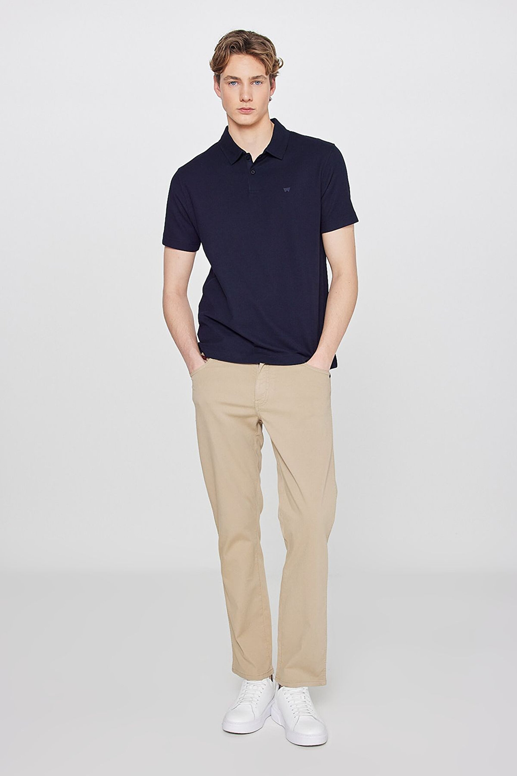 %100 Pamuk Regular Fit Normal Kesim Polo Yaka Tişört - Navy-W2610158410 (görsel 3)
