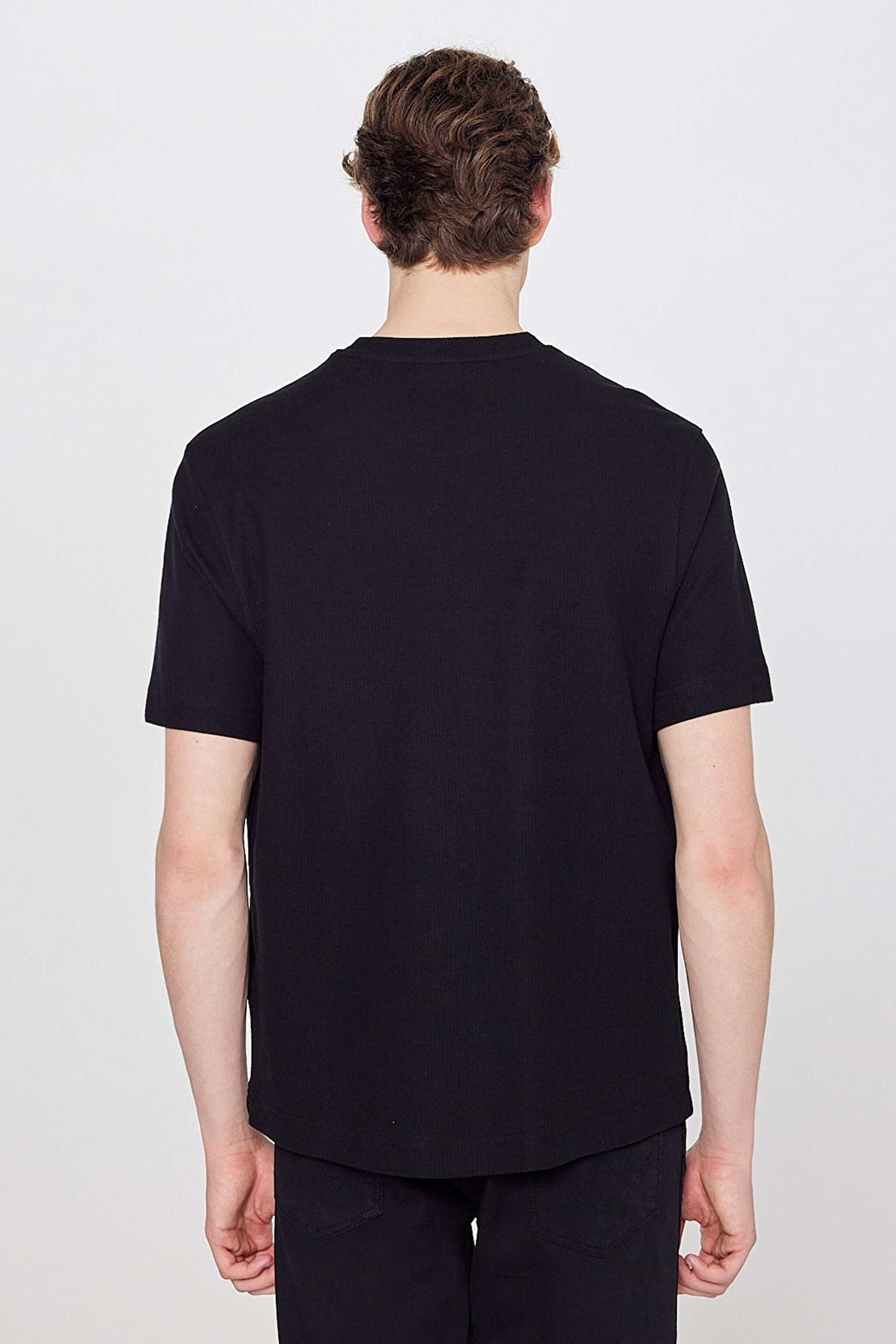 %100 Pamuk Regular Fit Normal Kesim Bisiklet Yaka Basic Premium Tişört - Black-W2610159001 (görsel 5)