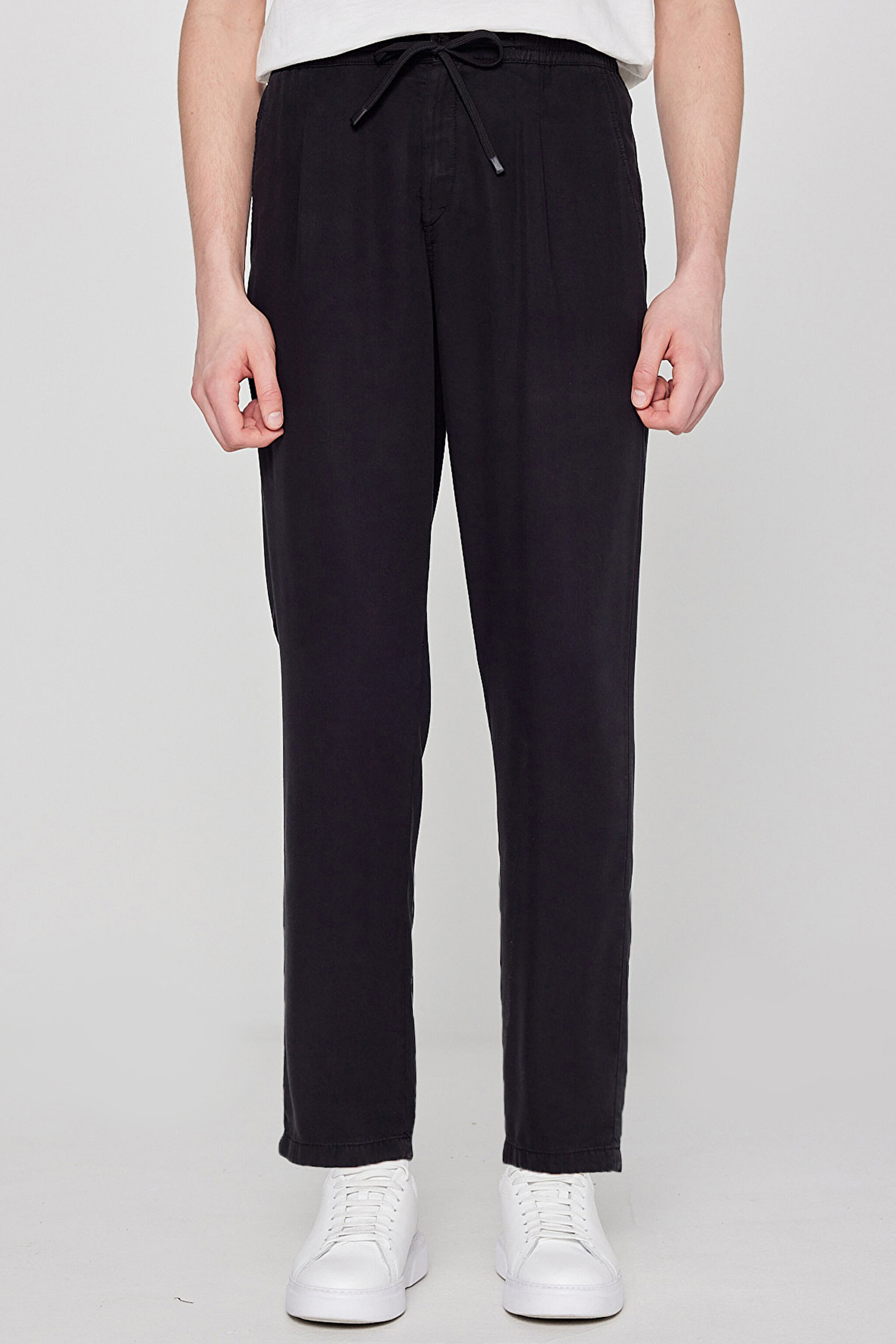Regular Fit Normal Kesim Yumuşak Dokulu Siyah Pantolon - Black-W2610167001 (görsel 3)