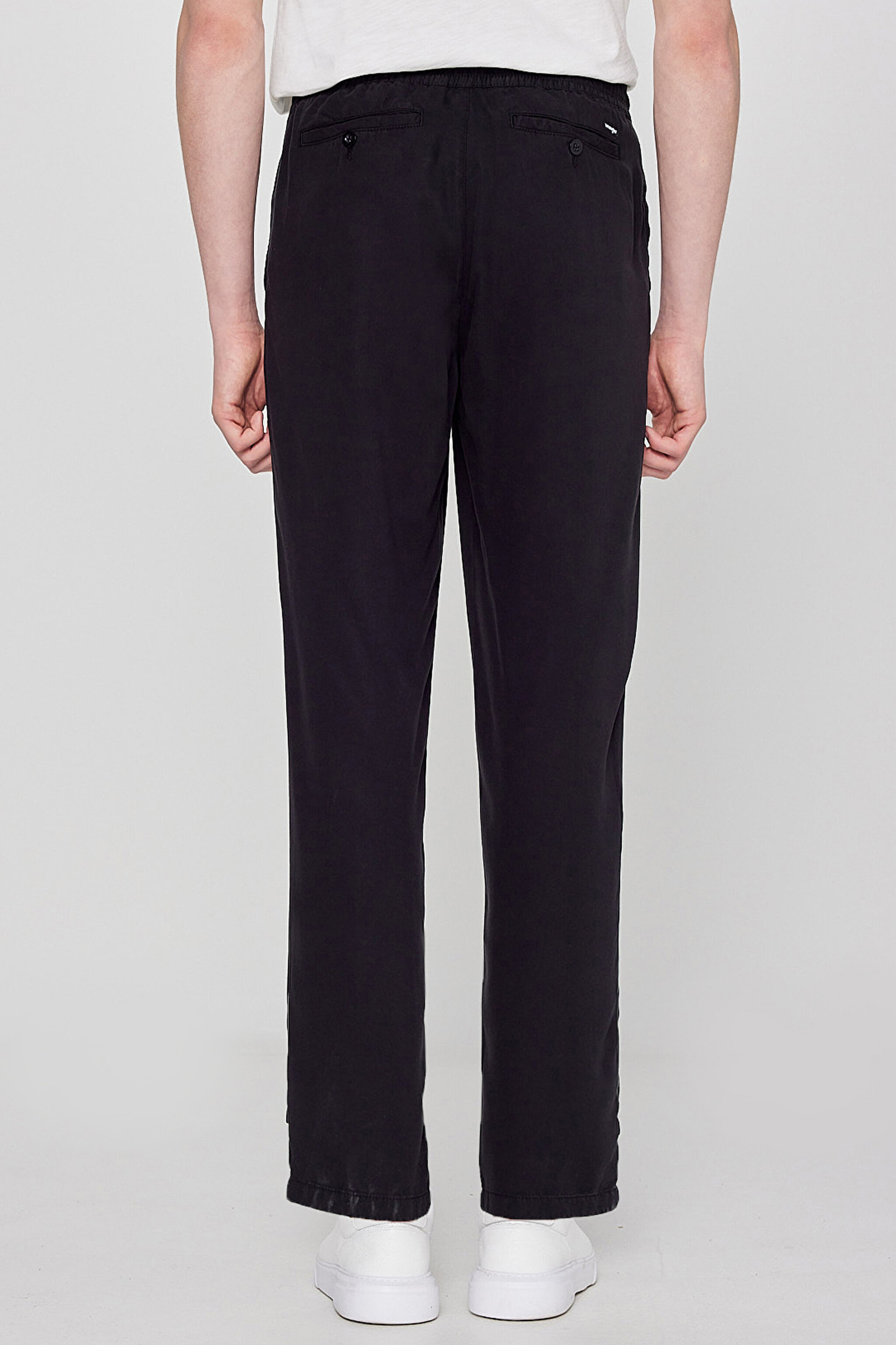 Regular Fit Normal Kesim Yumuşak Dokulu Siyah Pantolon - Black-W2610167001 (görsel 5)