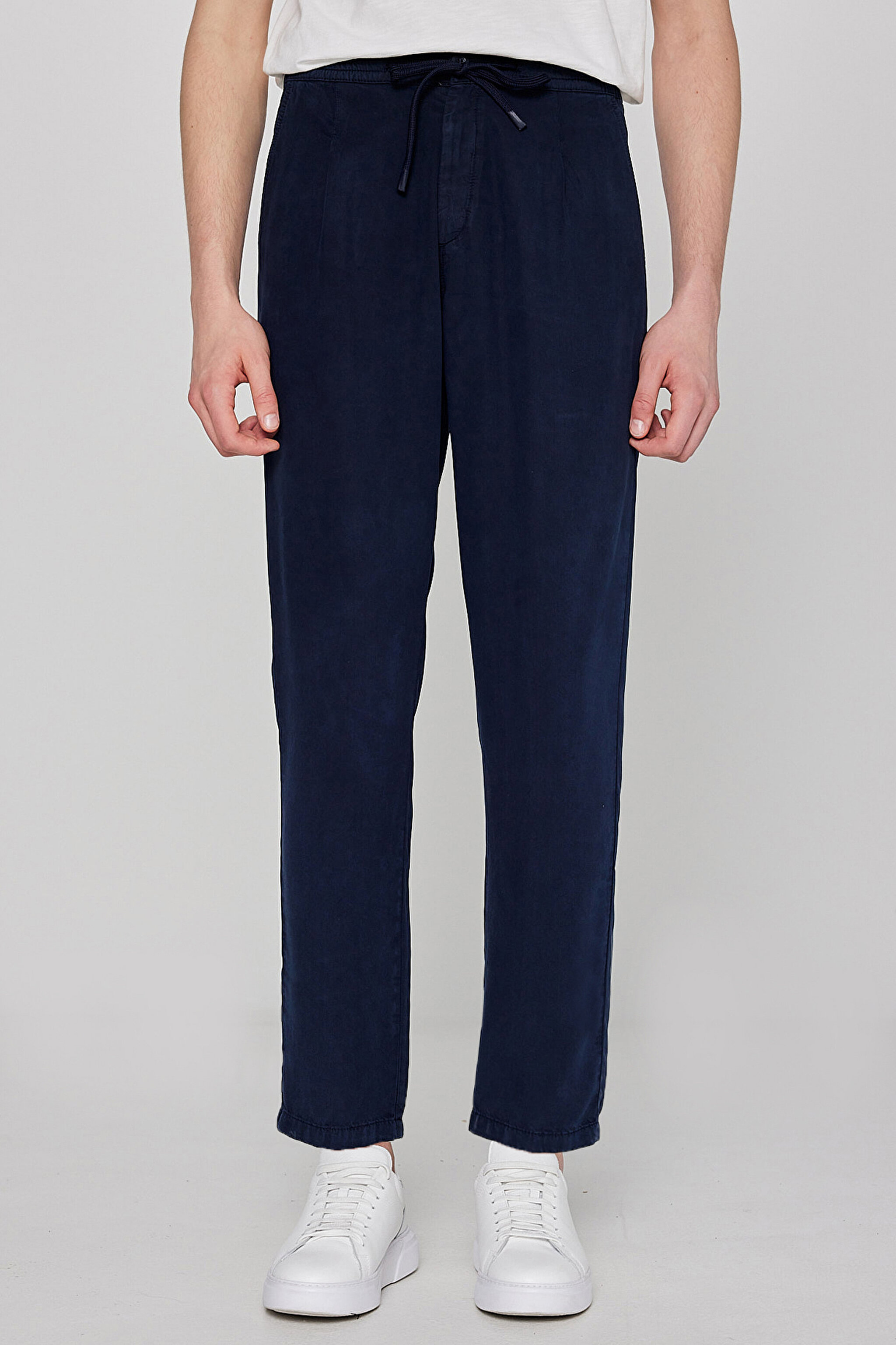 Regular Fit Normal Kesim Yumuşak Dokulu Siyah Pantolon - Navy-W2610167410 (görsel 3)