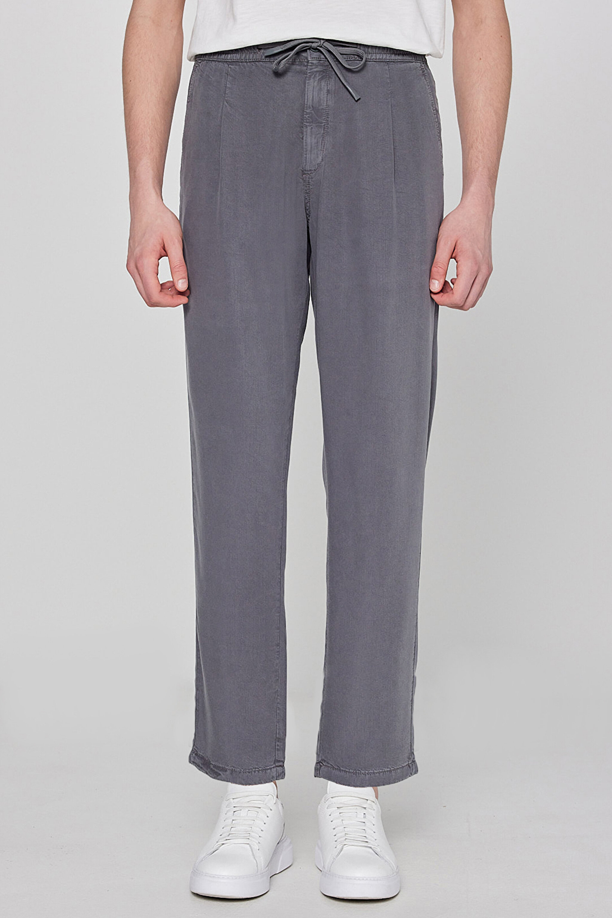 Regular Fit Normal Kesim Yumuşak Dokulu Siyah Pantolon - Dark Grey-W261016793 (görsel 3)
