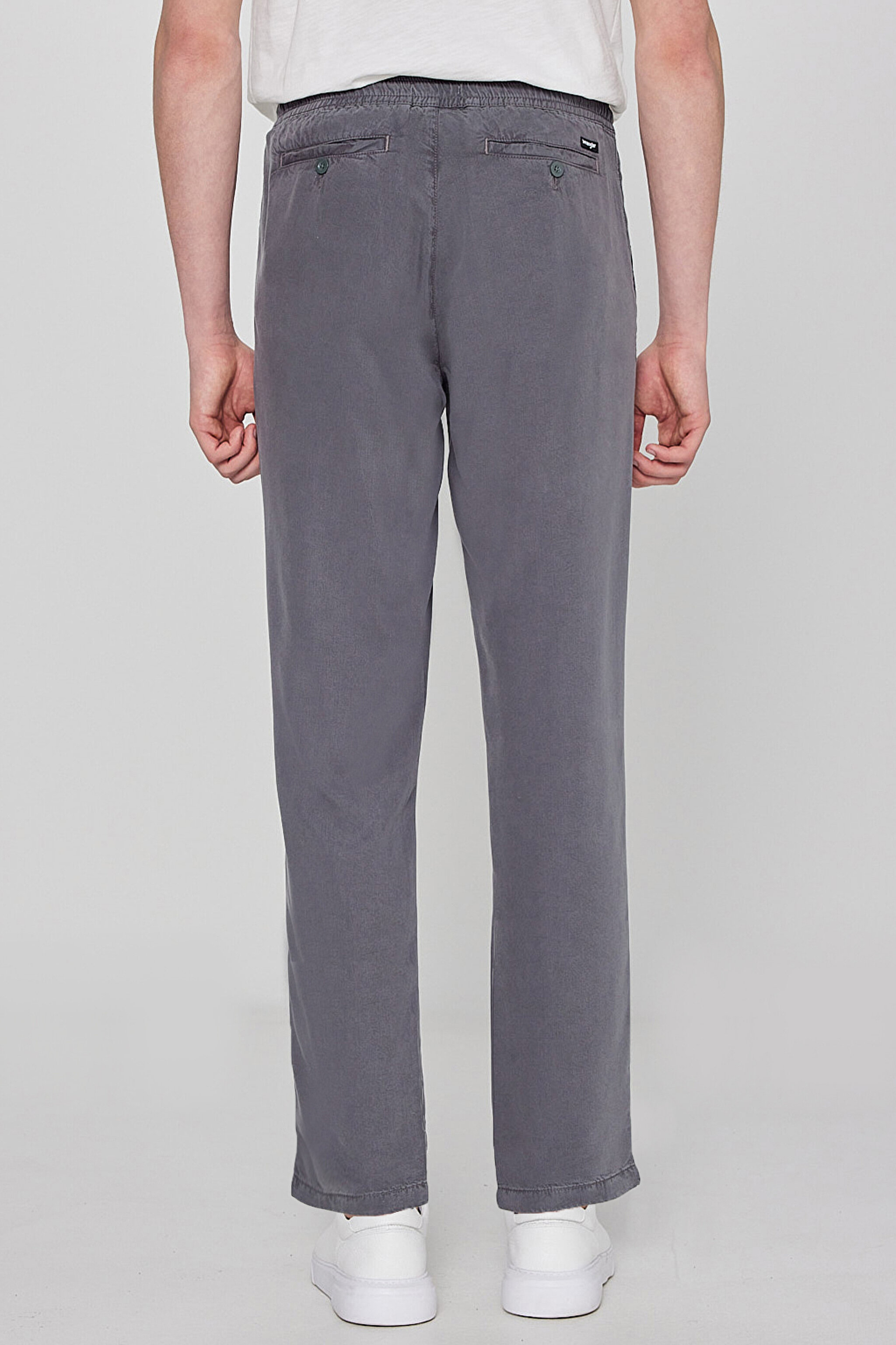 Regular Fit Normal Kesim Yumuşak Dokulu Siyah Pantolon - Dark Grey-W261016793 (görsel 5)