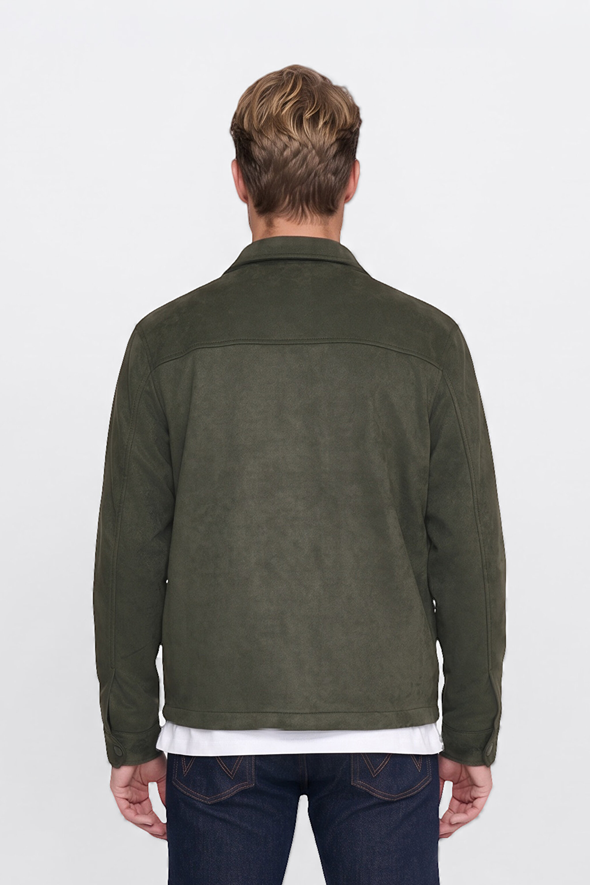 Regular Fit Normal Kesim Gömlek Yaka Cepli Bomber Ceket - KHAKI-W2620022801 (görsel 4)