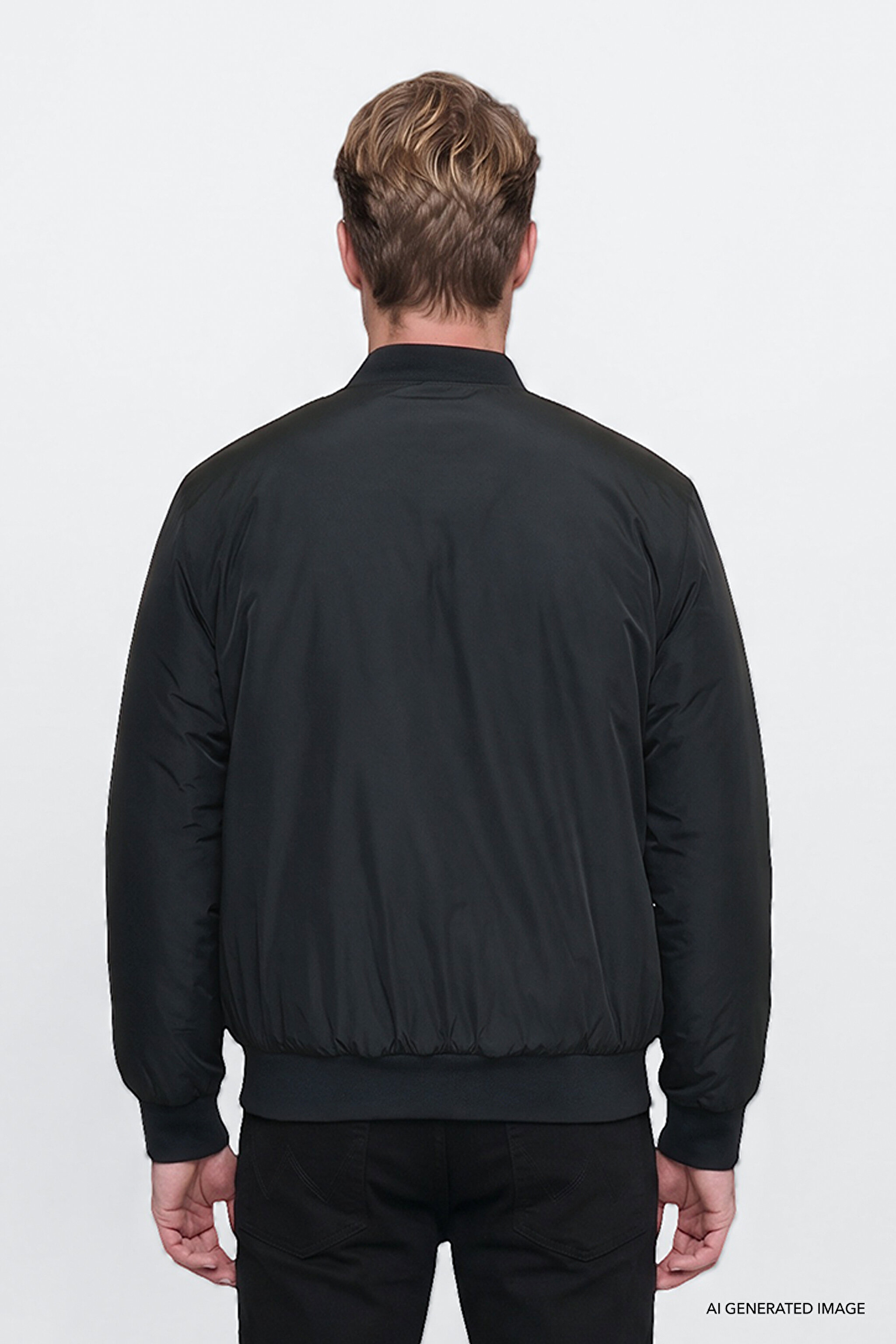 Regular Fit Normal Kesim Gömlek Yaka Cepli Bomber Ceket - Black-W2620029001 (görsel 5)