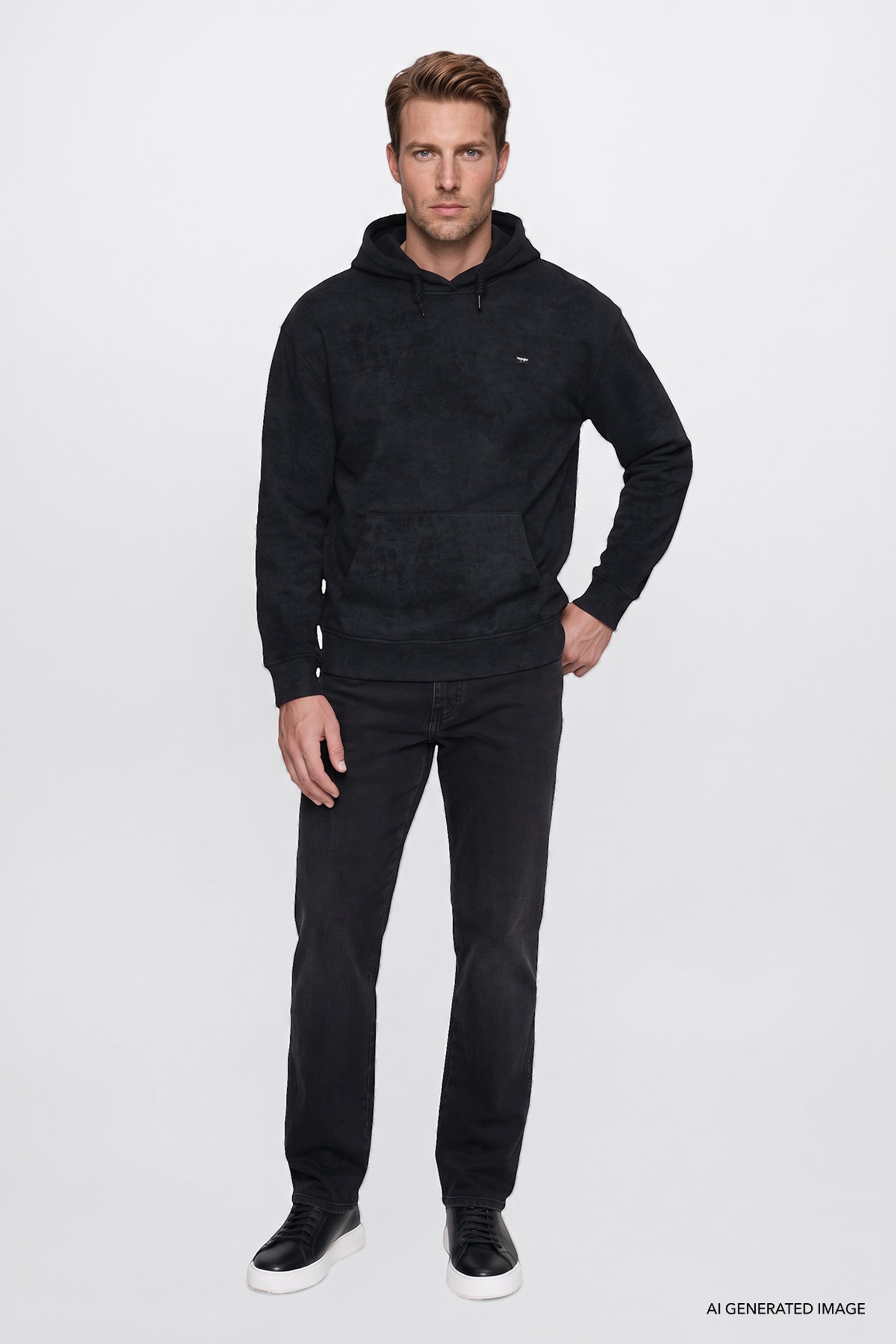 Pamuklu Regular Fit Normal Kesim Kapüşonlu Logo Detaylı Sweatshirt - Black-W2620038001 (görsel 2)