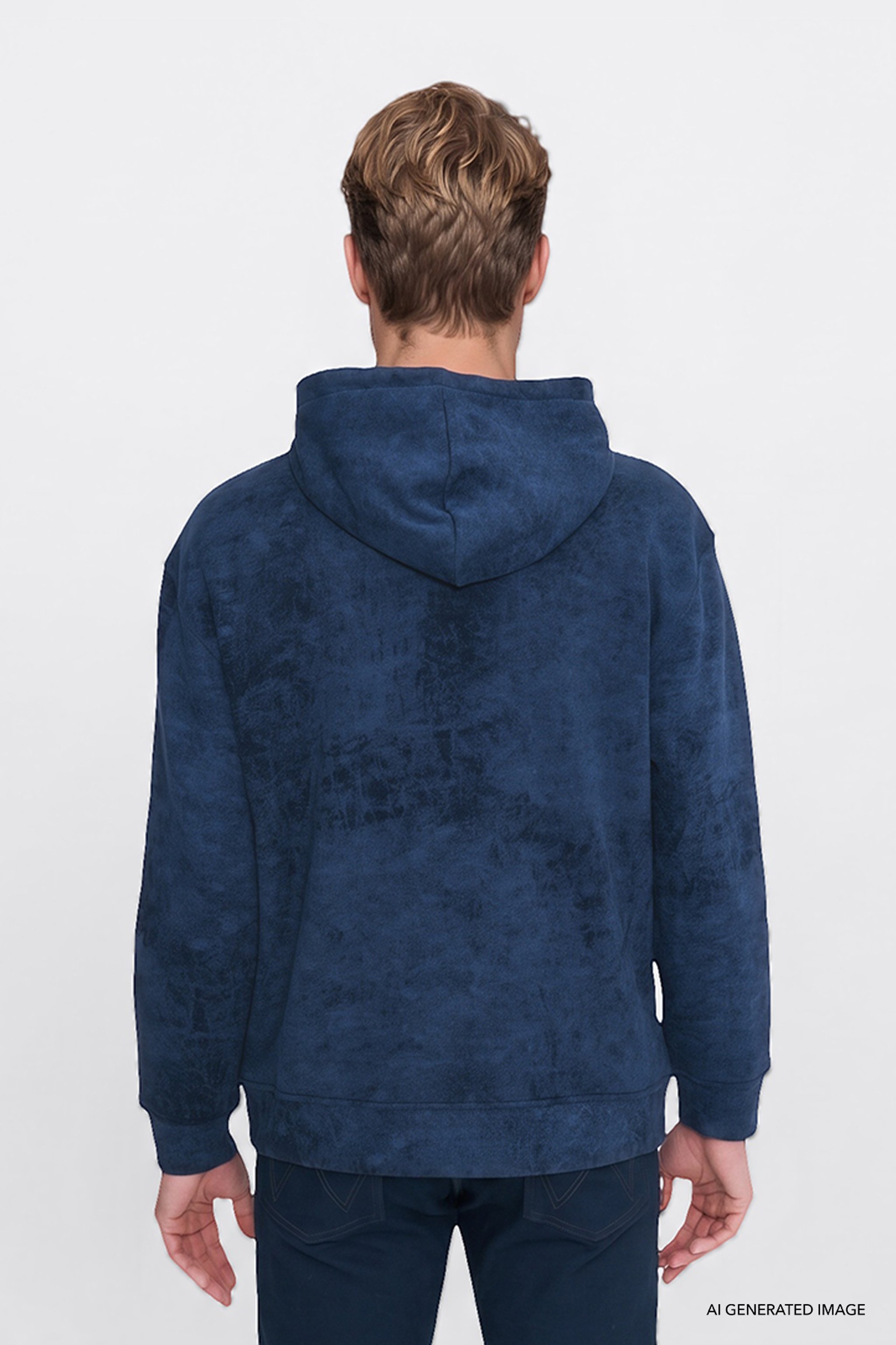 Pamuklu Regular Fit Normal Kesim Kapüşonlu Logo Detaylı Sweatshirt - Navy-W2620038410 (görsel 4)