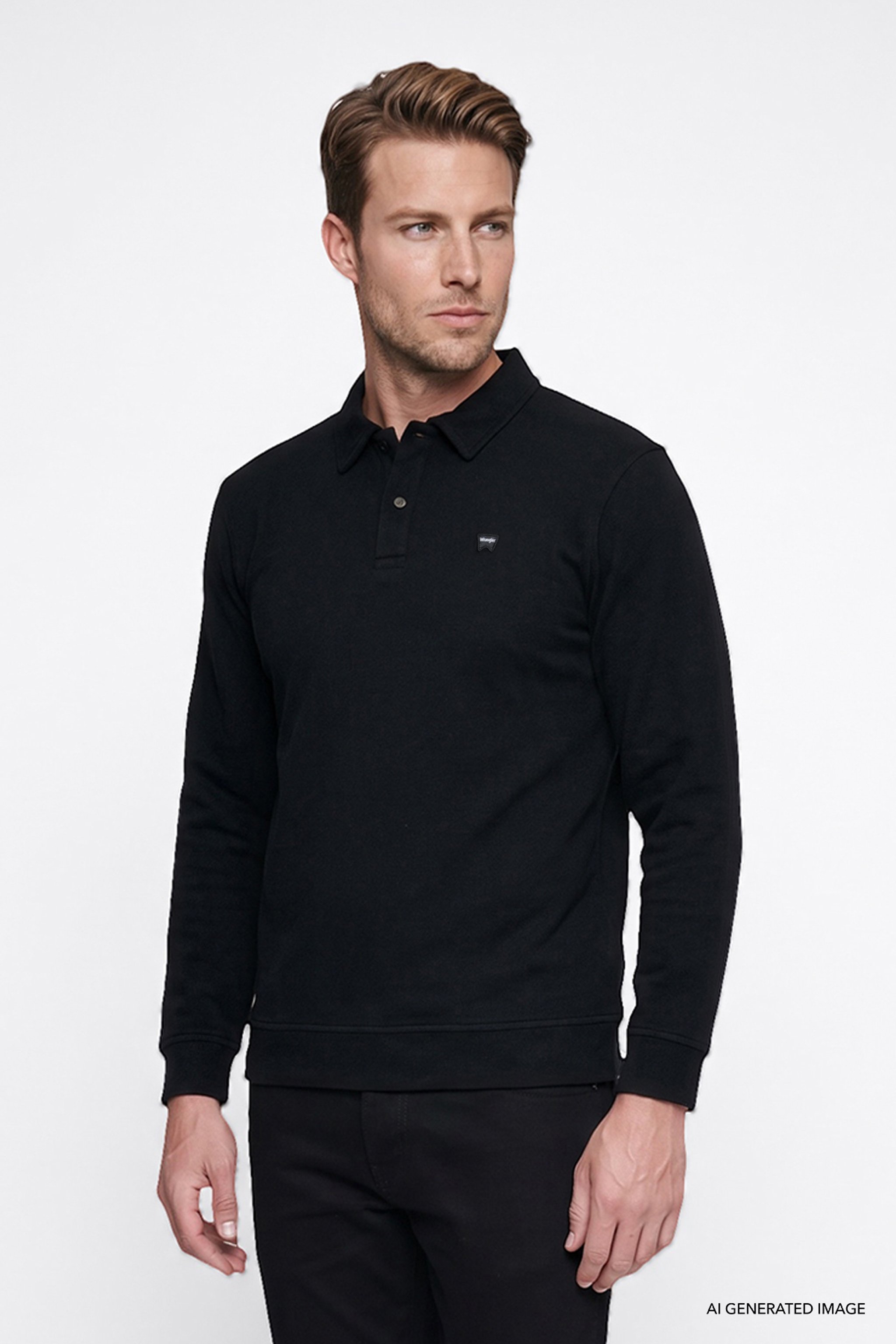 Pamuklu Selanik Regular Fit Normal Kesim Polo Yaka Sweatshirt - Black-W2620070001 (görsel 4)
