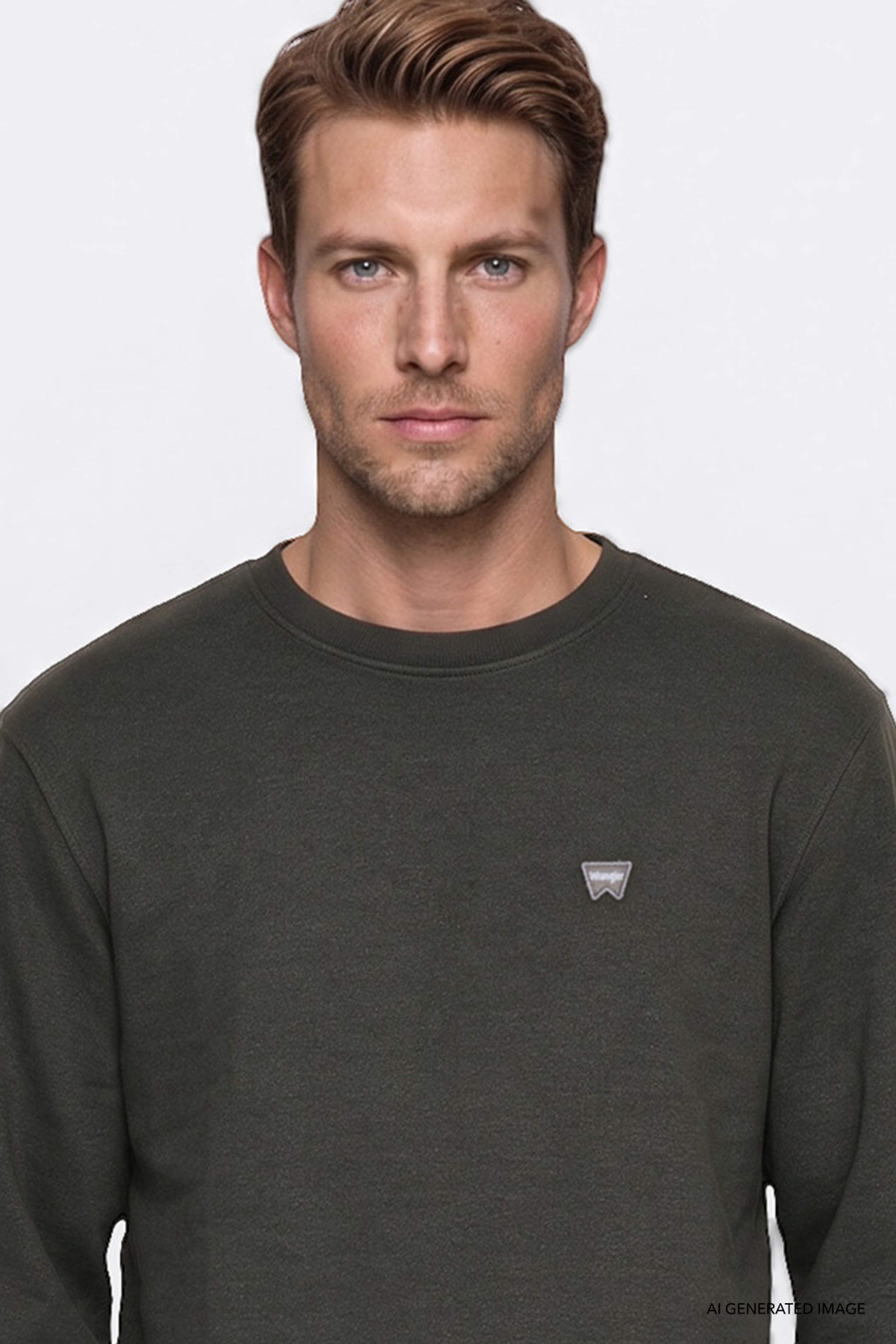 Pamuklu Selanik Regular Fit Normal Kesim Bisiklet Yaka Sweatshirt - KHAKI-W2620080801 (görsel 4)