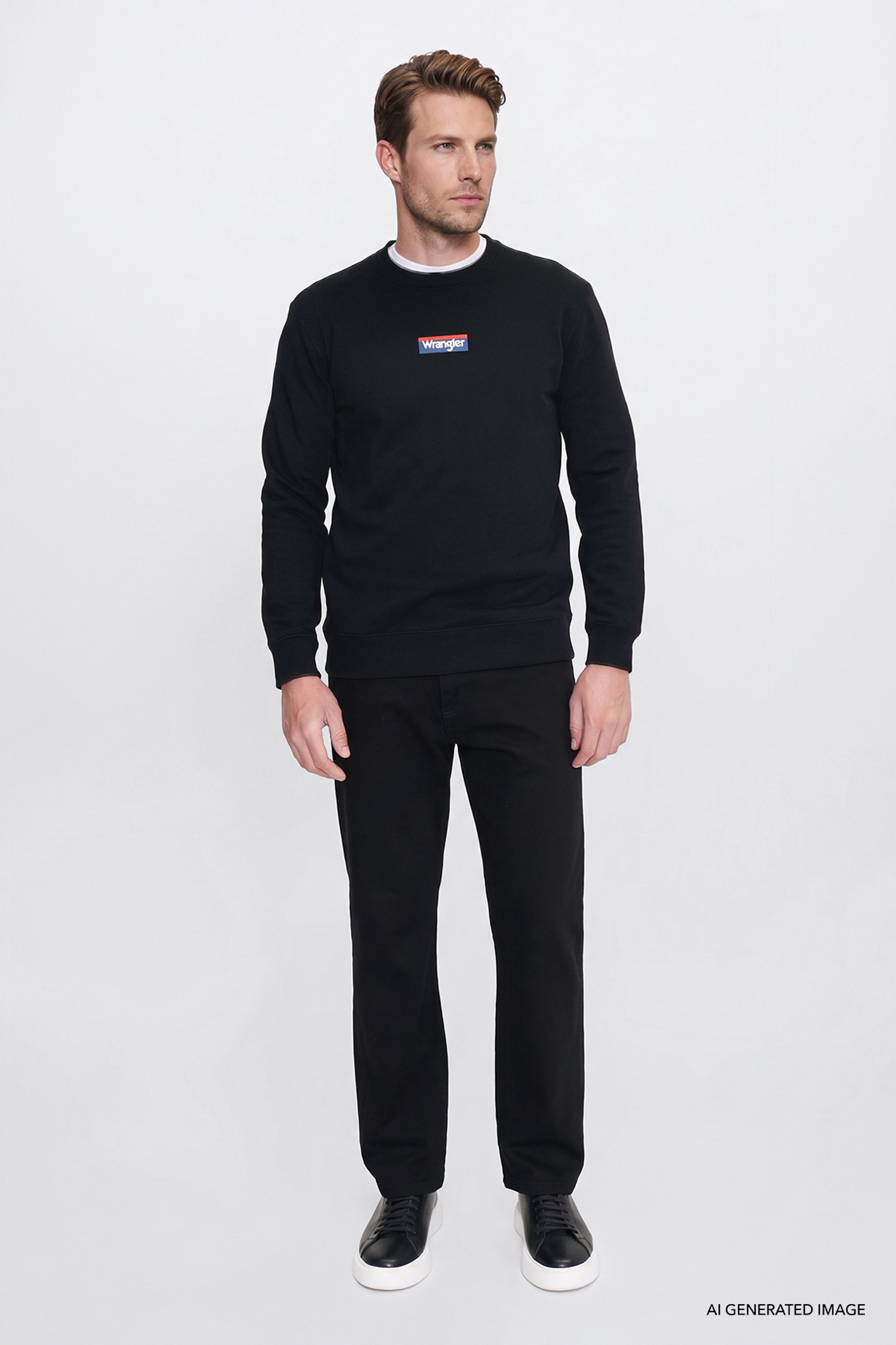 Pamuklu Regular Fit Normal Kesim Bisiklet Yaka Logo Detaylı Sweatshirt - Black-W2620152001 (görsel 2)