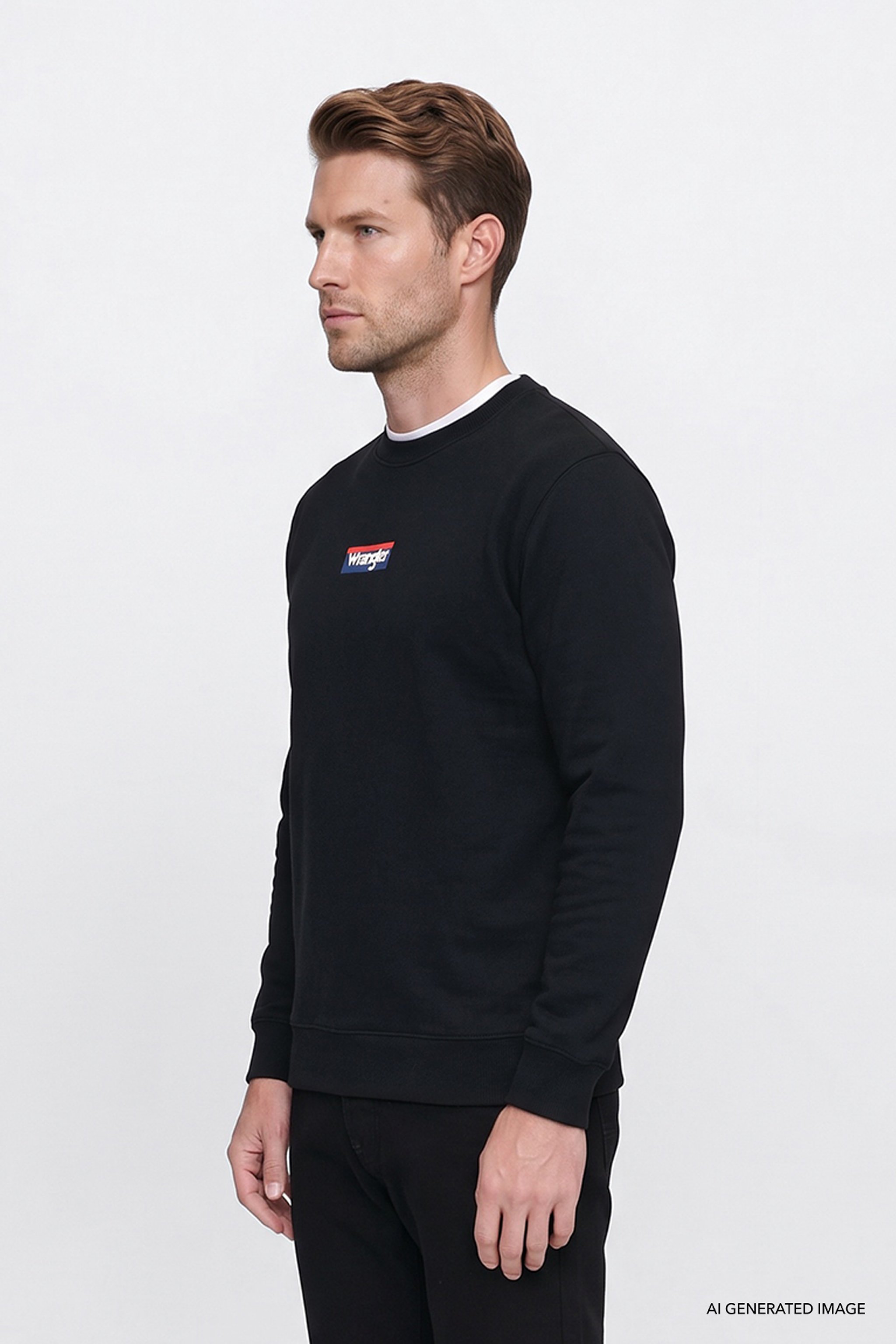 Pamuklu Regular Fit Normal Kesim Bisiklet Yaka Logo Detaylı Sweatshirt - Black-W2620152001 (görsel 4)