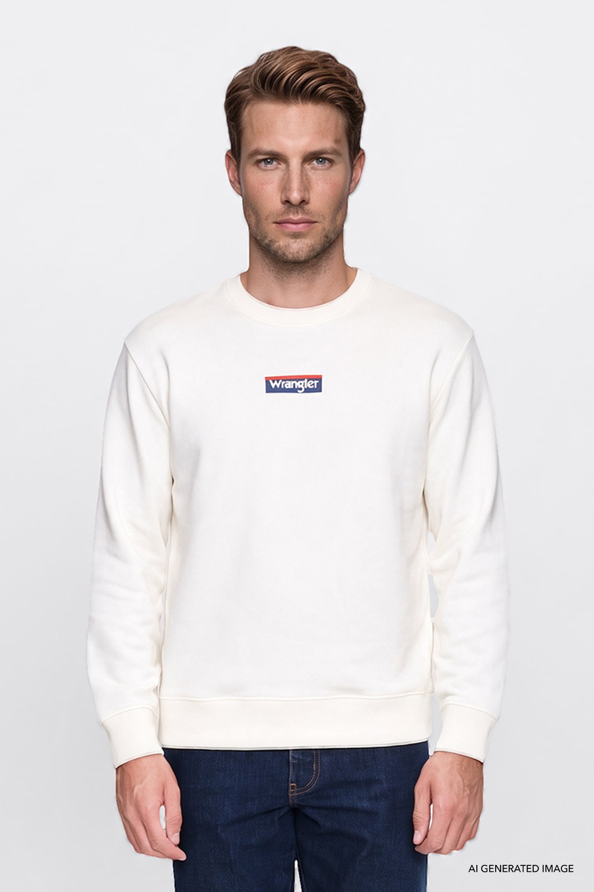 Pamuklu Regular Fit Normal Kesim Bisiklet Yaka Logo Detaylı Sweatshirt - Off White-W2620152102 (görsel 2)