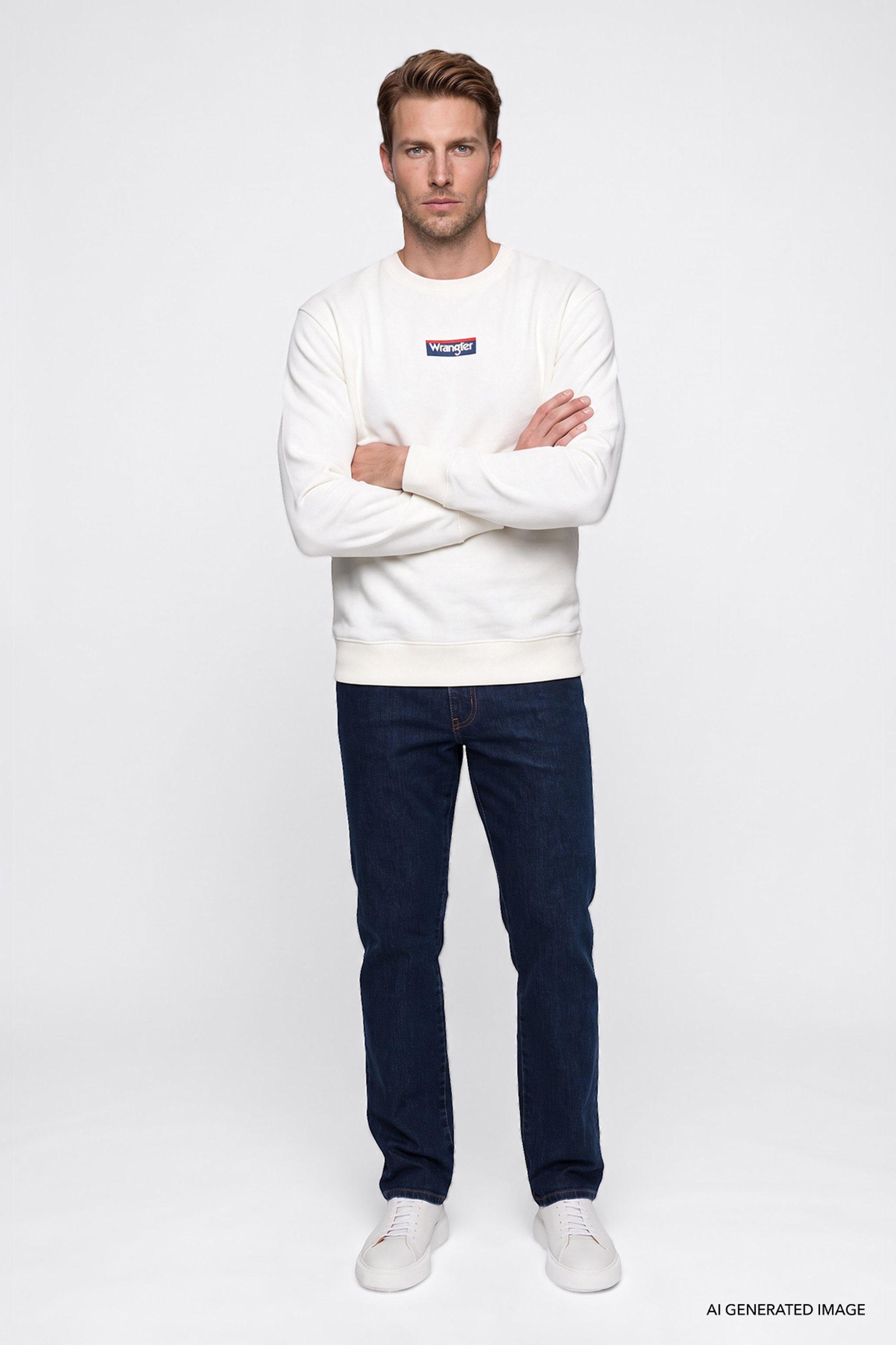 Pamuklu Regular Fit Normal Kesim Bisiklet Yaka Logo Detaylı Sweatshirt - Off White-W2620152102 (görsel 3)