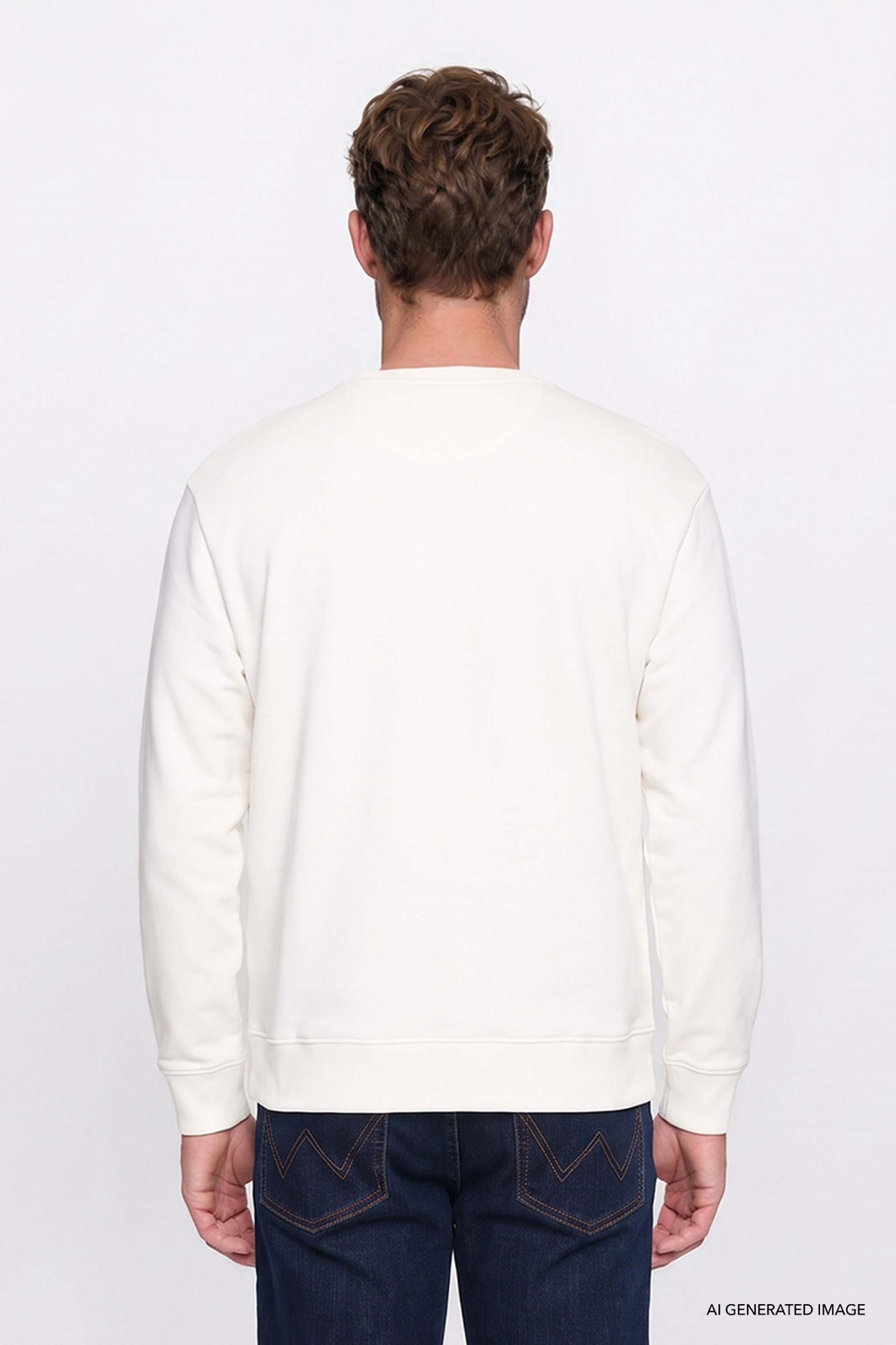 Pamuklu Regular Fit Normal Kesim Bisiklet Yaka Logo Detaylı Sweatshirt - Off White-W2620152102 (görsel 4)