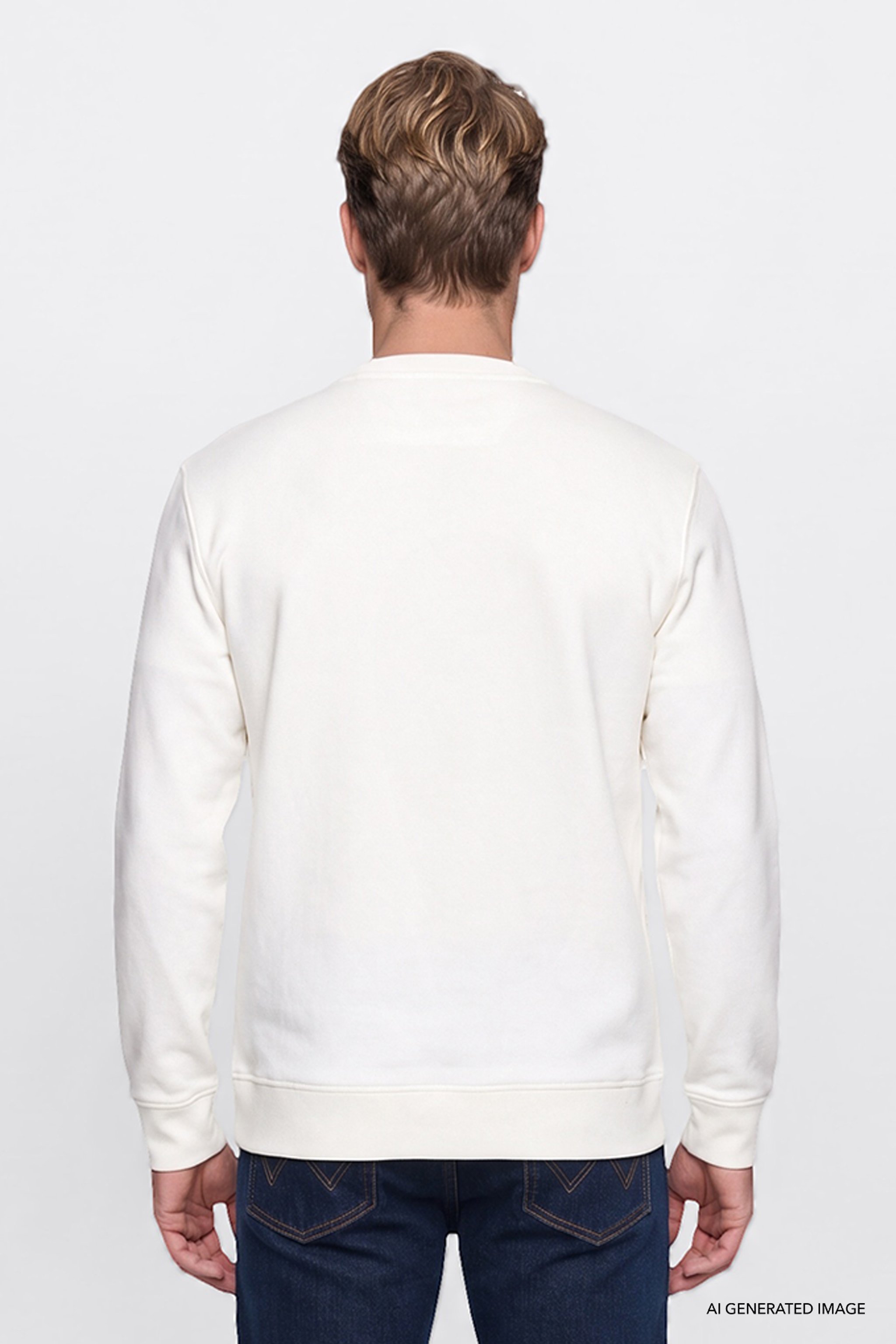 Pamuklu Regular Fit Normal Kesim Fermuarlı Dik Yaka Logo Detaylı Sweatshirt - Worn White-W2620157W02 (görsel 4)