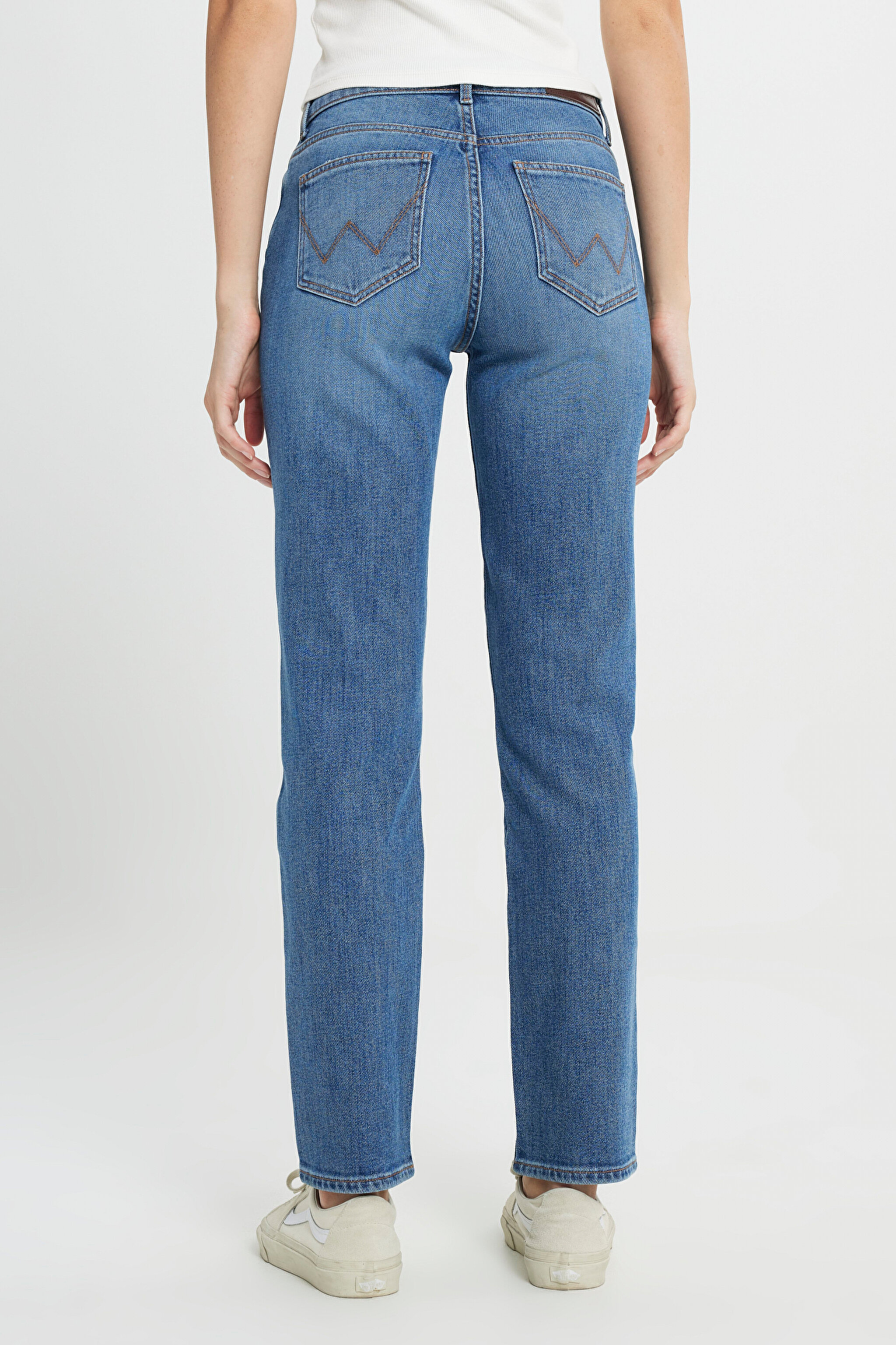 Straight Fit Düz Kesim Yüksek Bel Düz Paça Mavi Jean Kot Pantolon - Stone-W26R00258 (görsel 4)