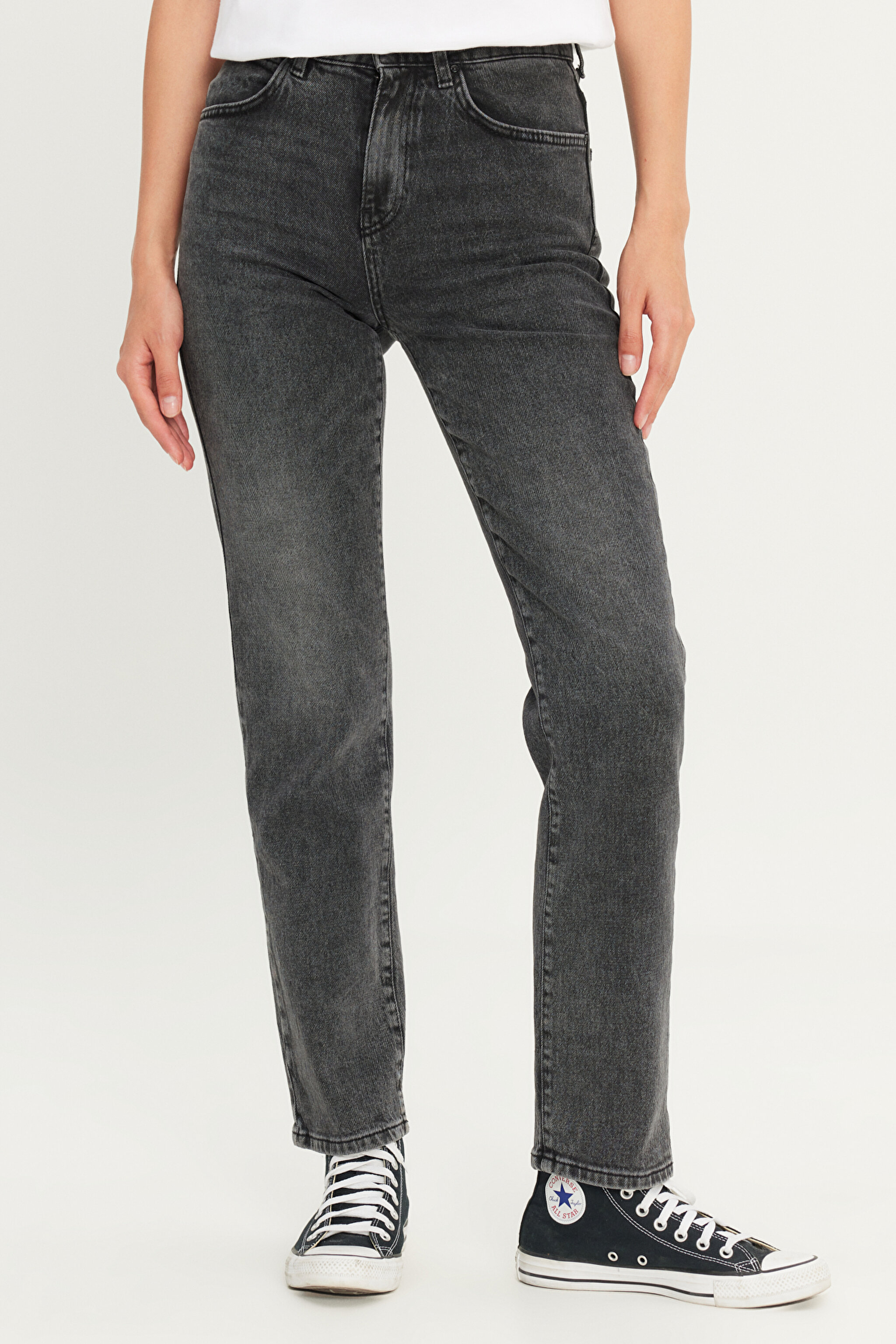 Straight Fit Düz Kesim Normal Bel Koyu Antrasit Esnek Jean Denim Pantolon - Dark Anthracite-W26R009050 (görsel 3)